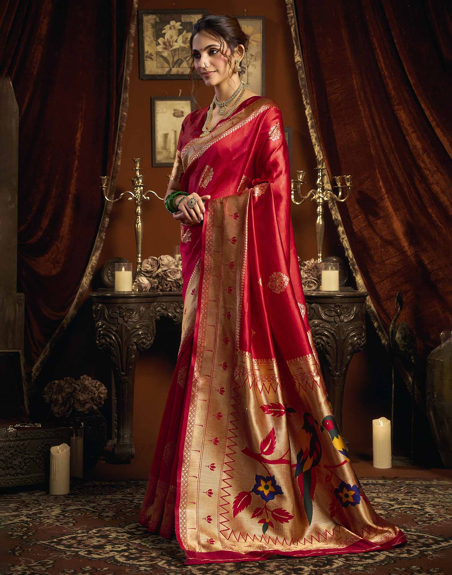 Red Silk Woven Paithani Saree