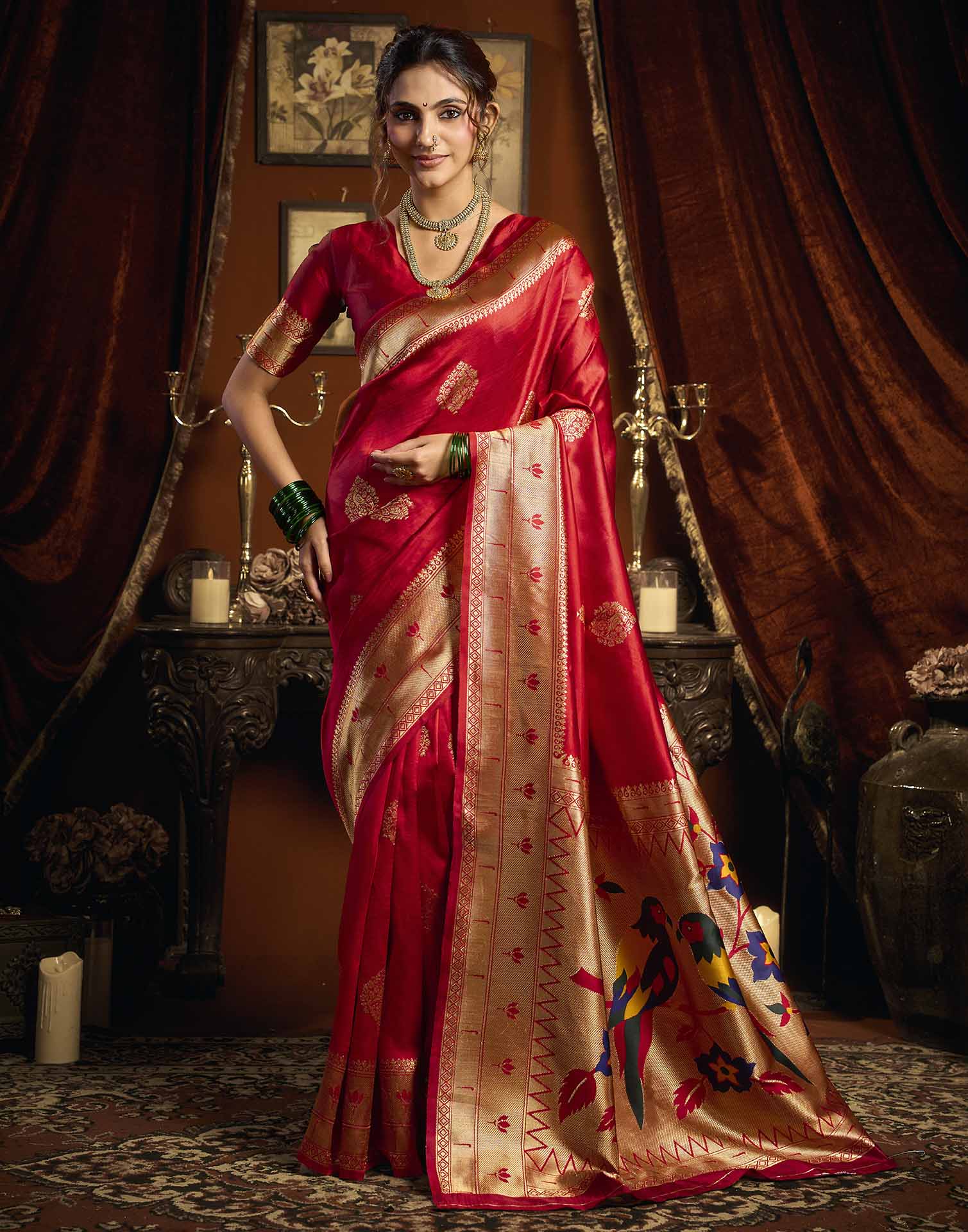 Red Silk Woven Paithani Saree