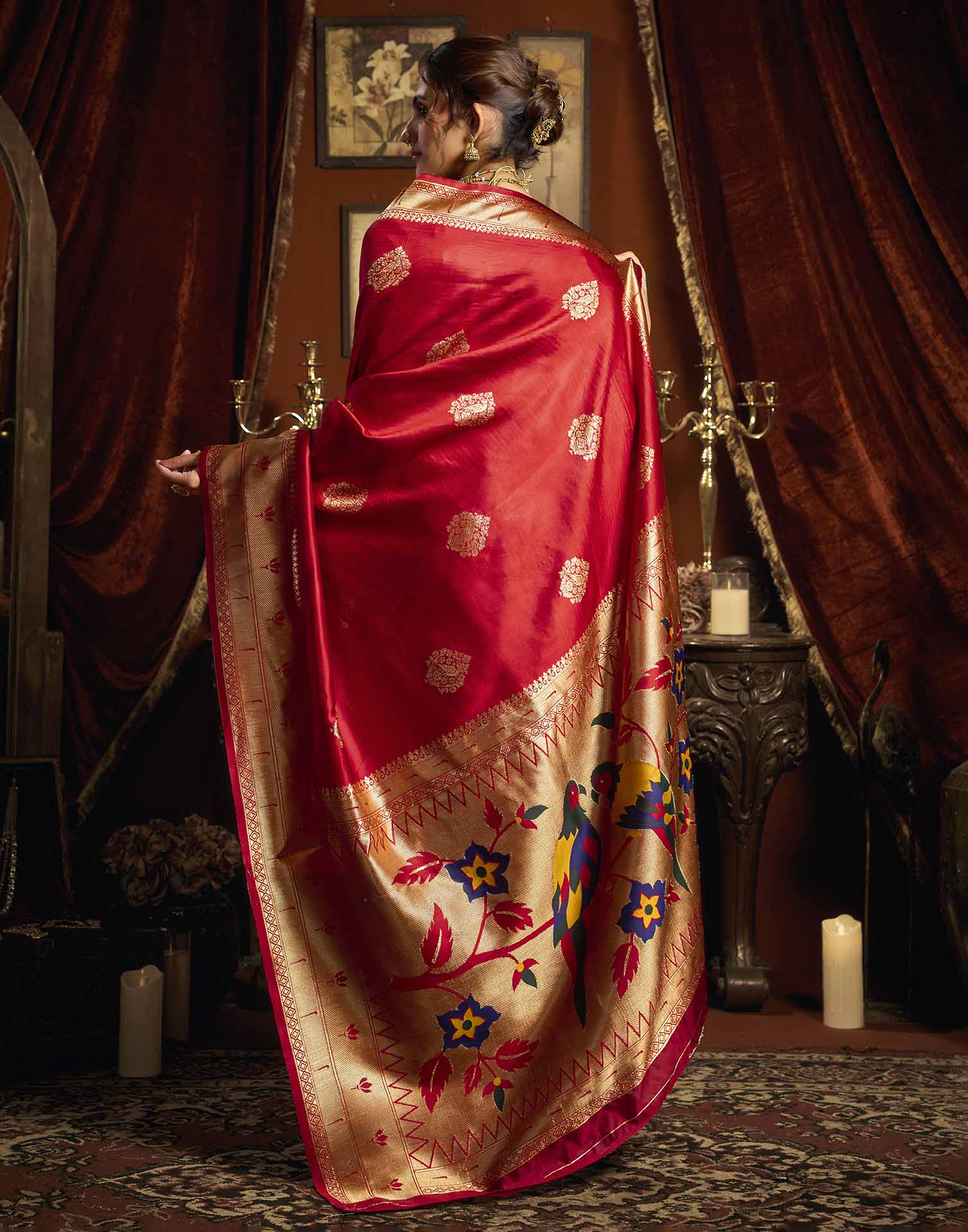 Red Silk Woven Paithani Saree