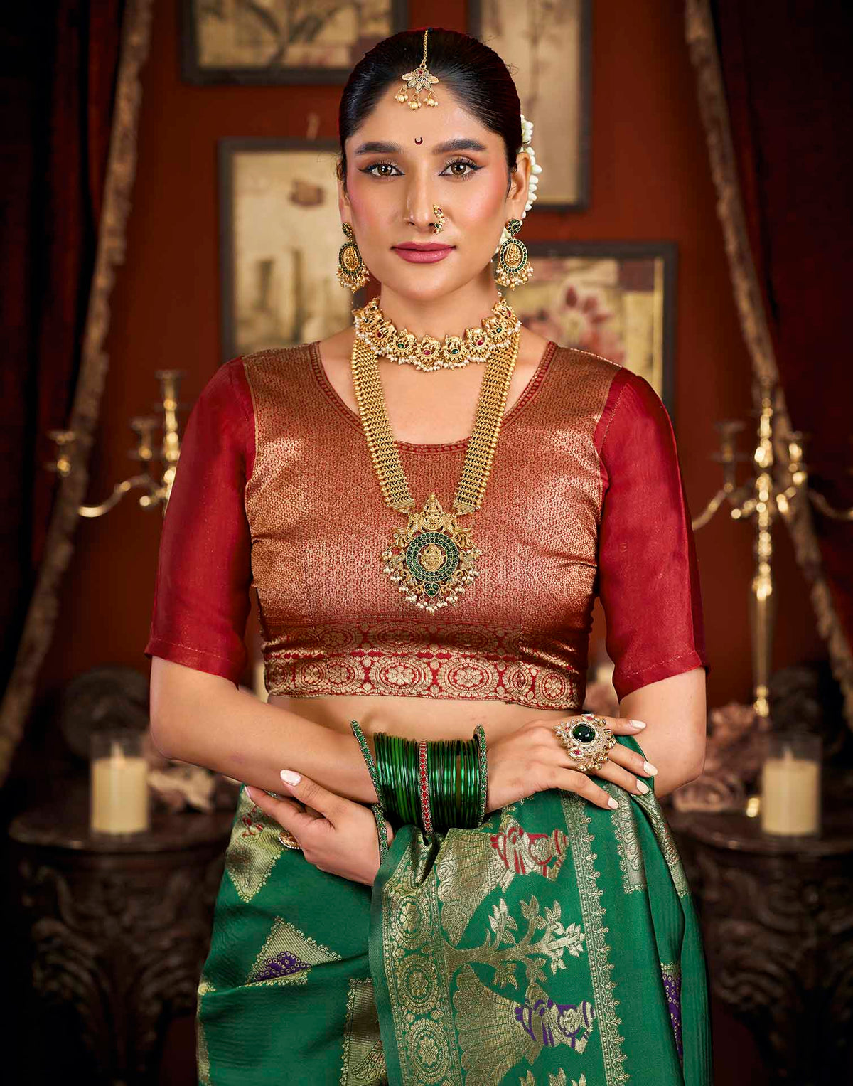 Green Silk Woven Banarasi Saree