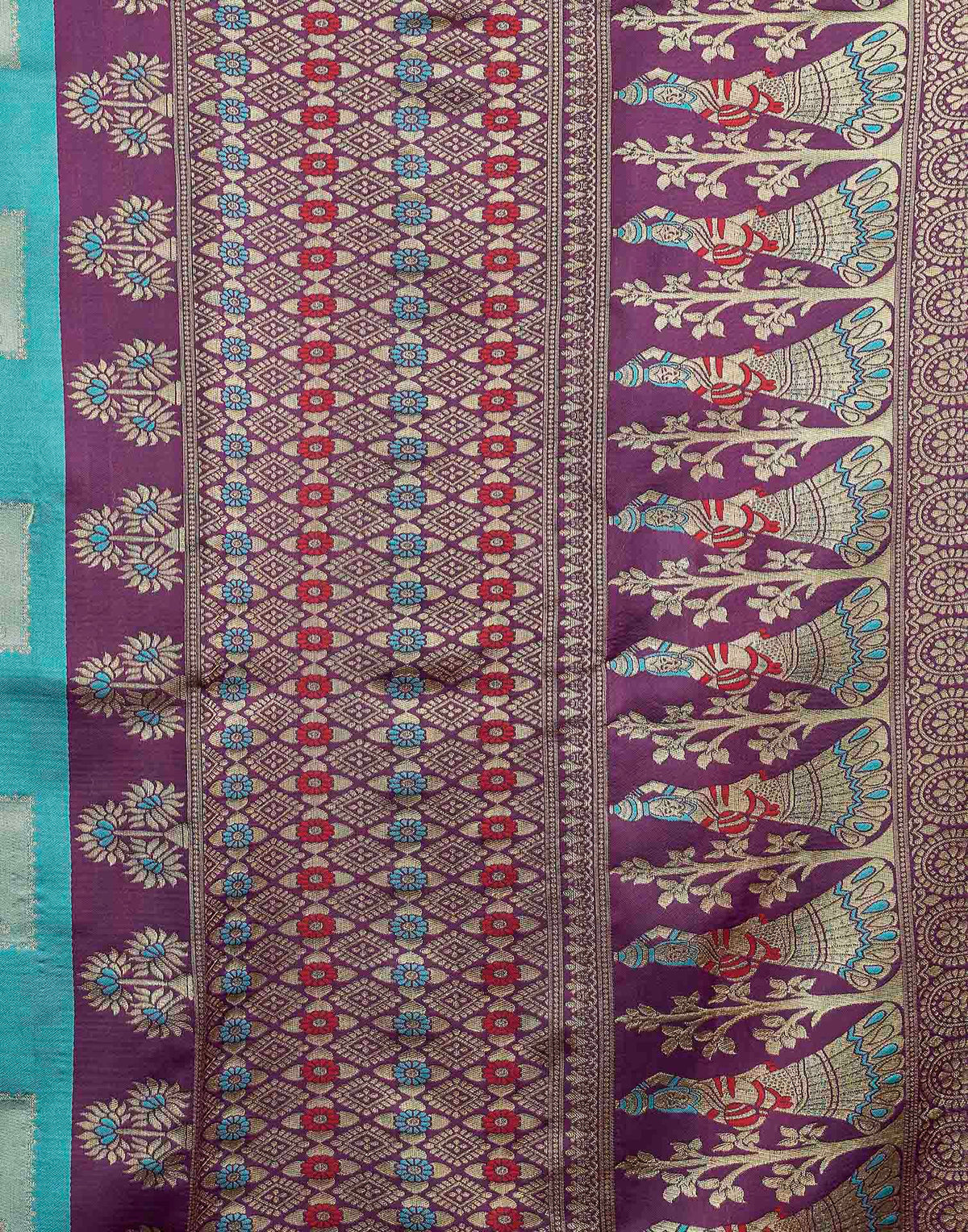 Sky Blue Silk Woven Banarasi Saree