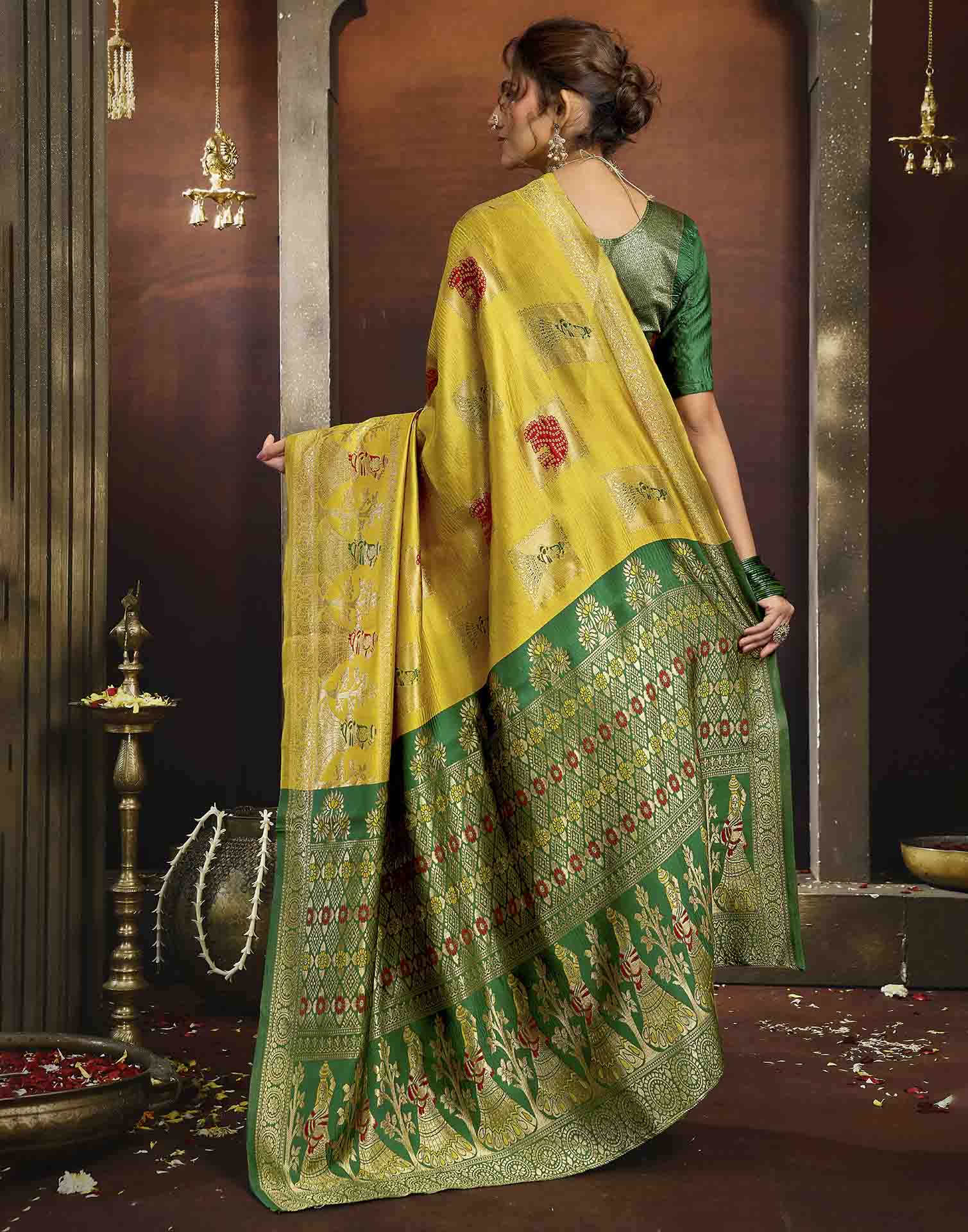 Yellow Silk Woven Banarasi Saree