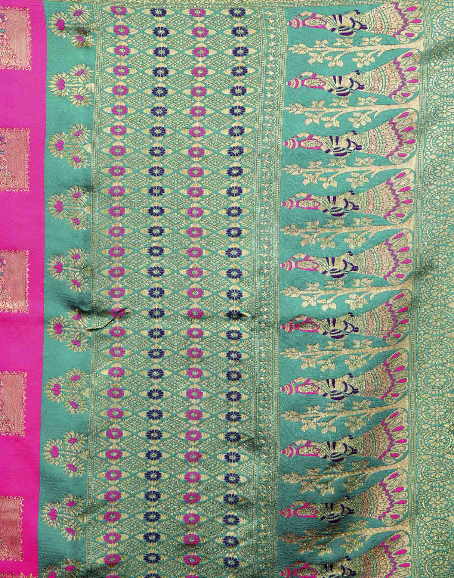 Pink Silk Woven Banarasi Saree