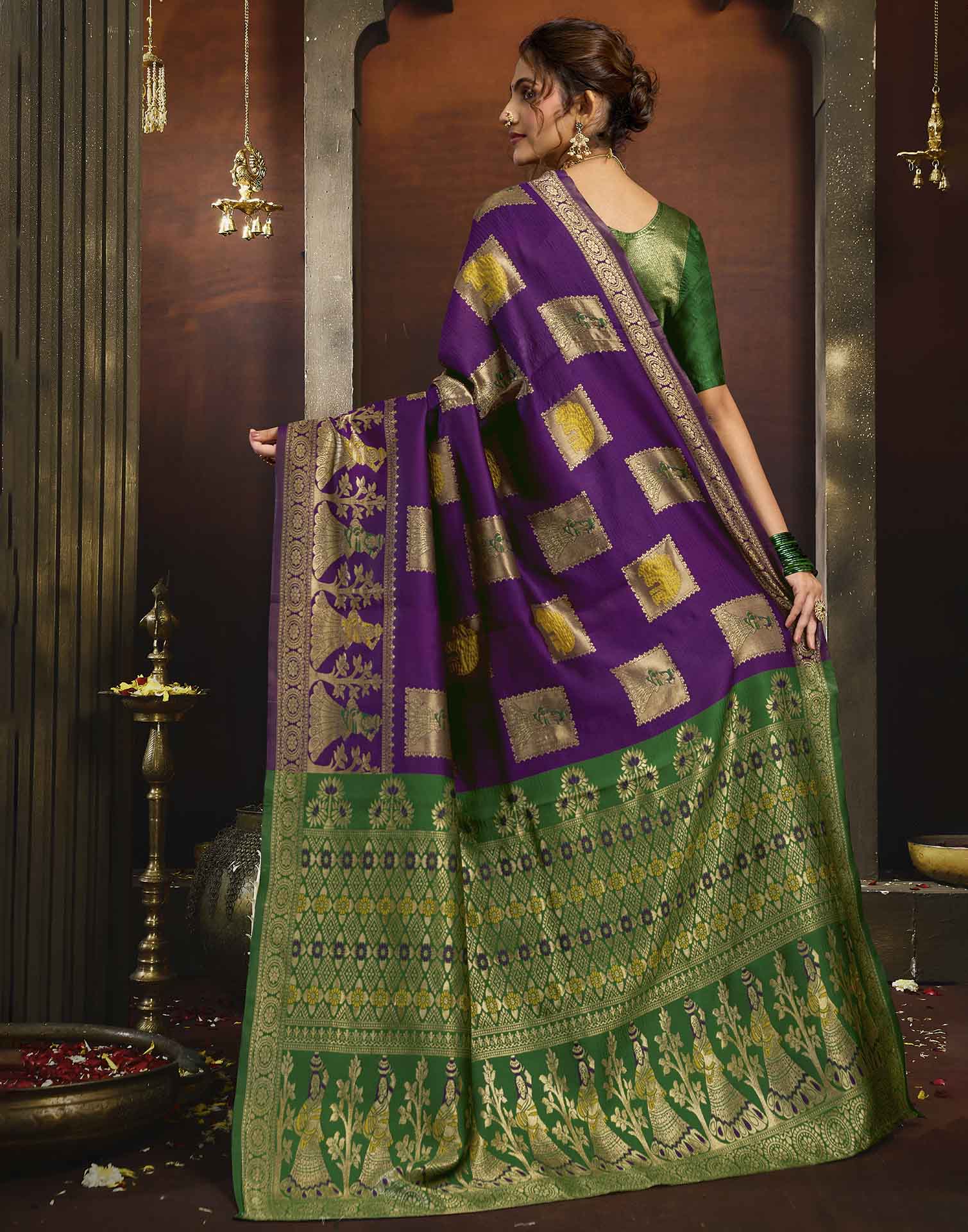 Purple Silk Woven Banarasi Saree