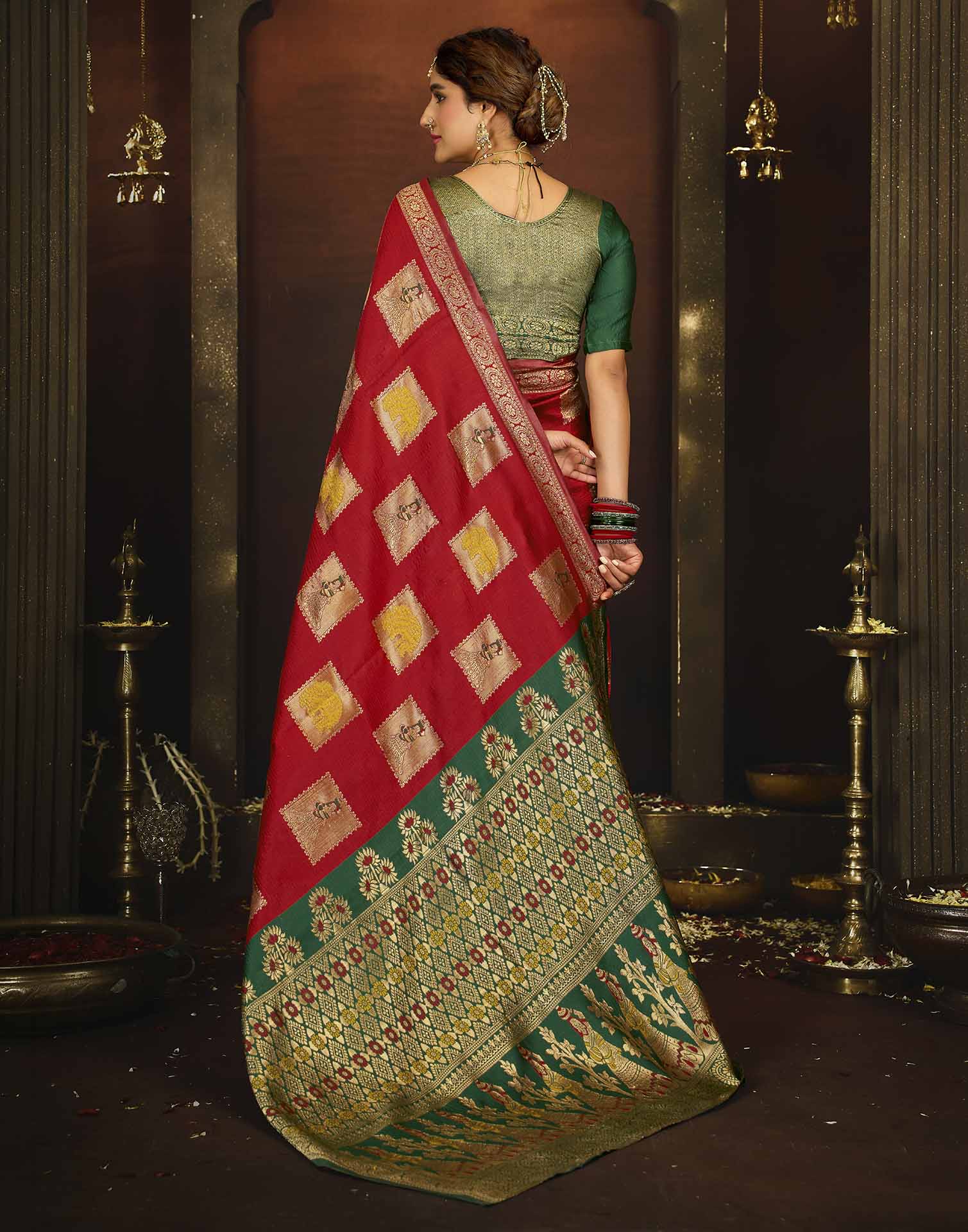 Red Silk Woven Banarasi Saree