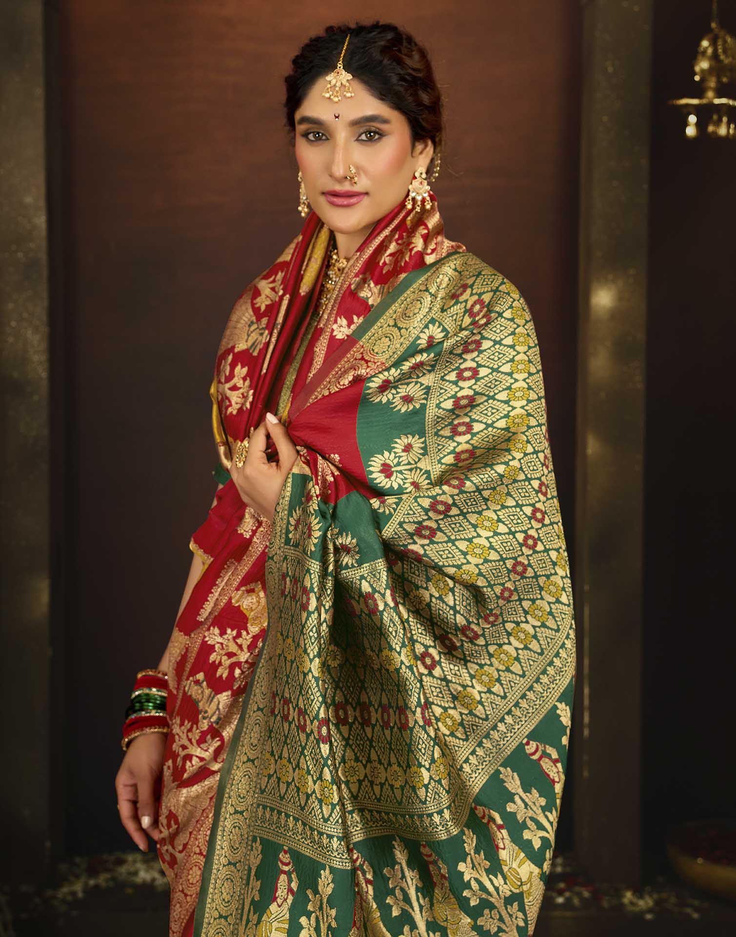 Red Silk Woven Banarasi Saree