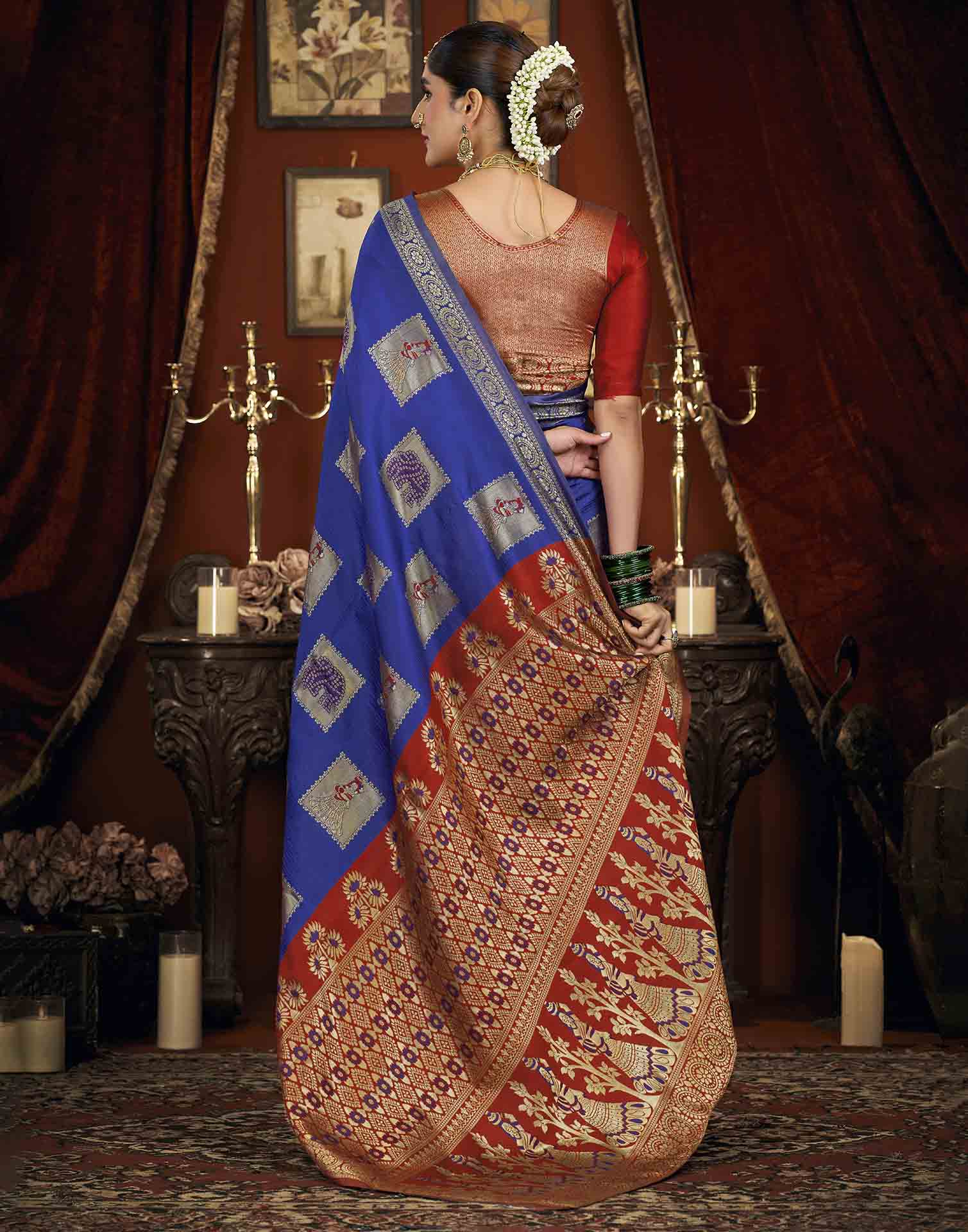 Blue Silk Woven Banarasi Saree