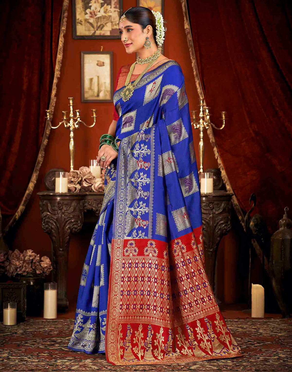 Blue Silk Woven Banarasi Saree