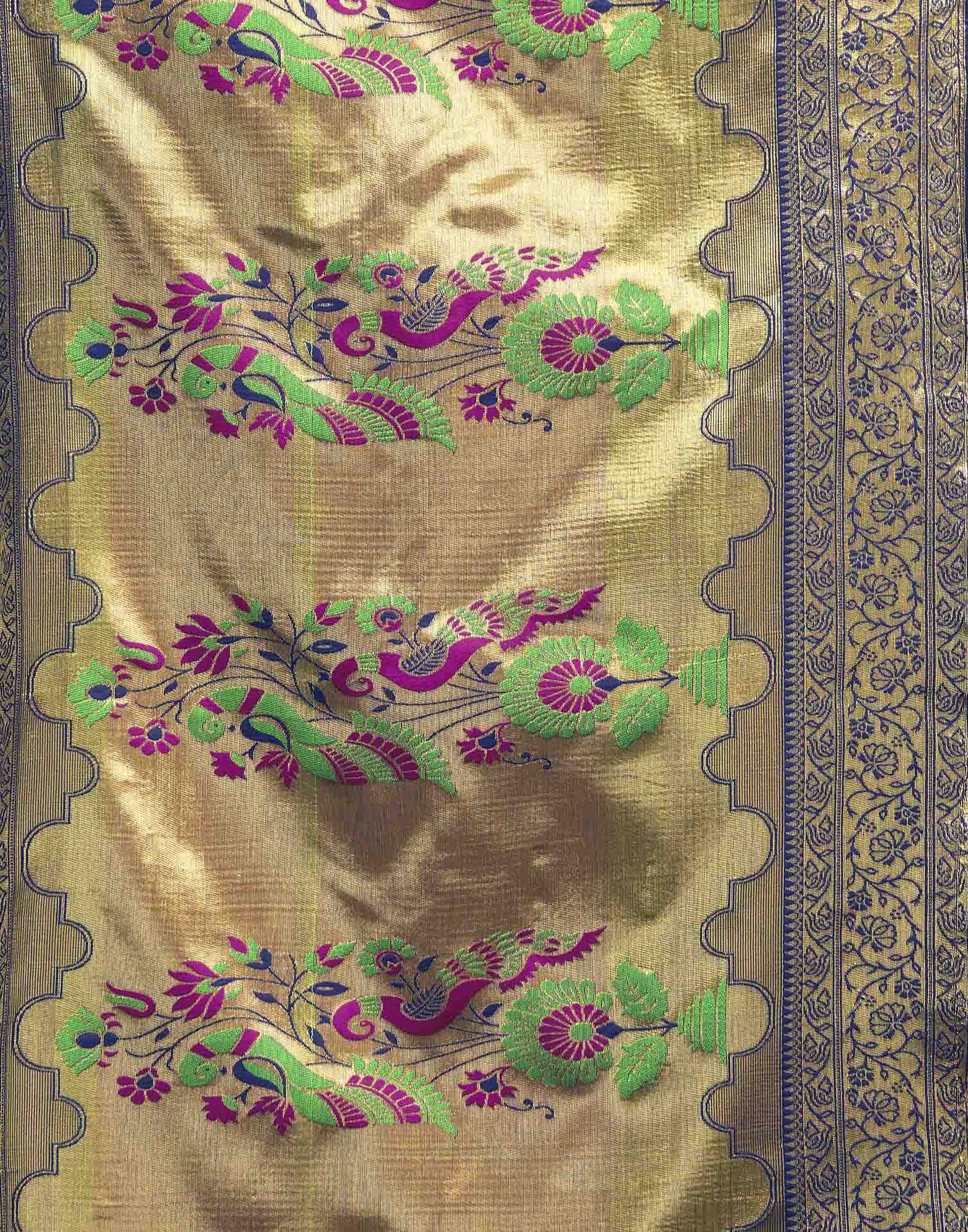 Turquoise Silk Woven Paithani Saree