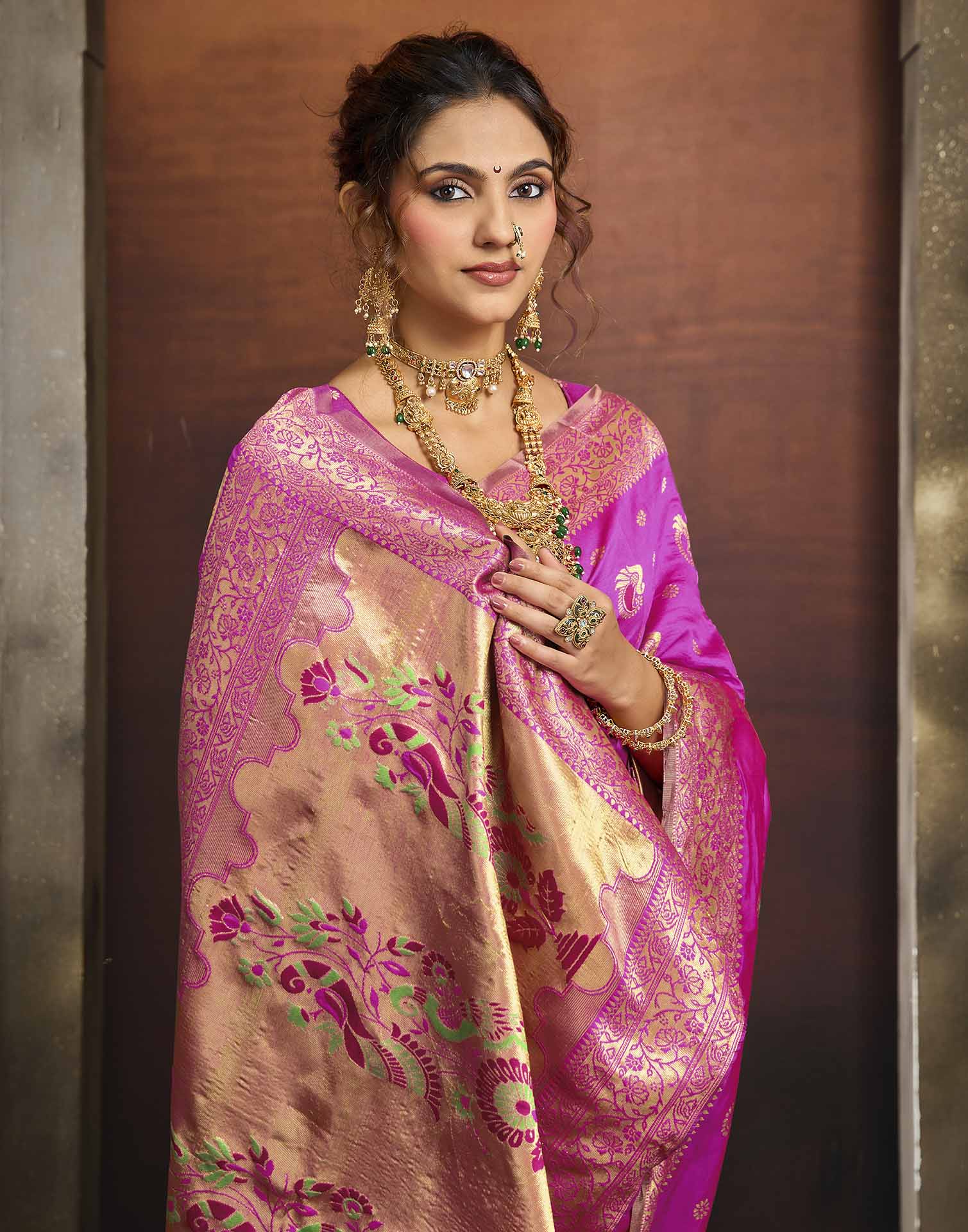 Pink Silk Woven Paithani Saree