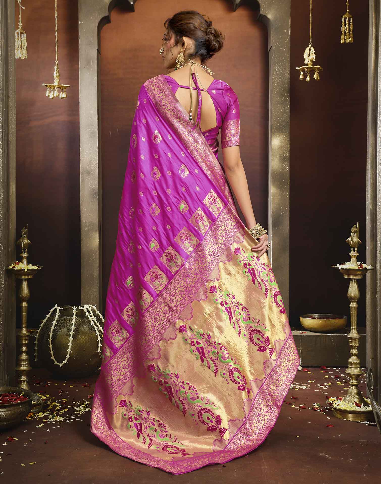Pink Silk Woven Paithani Saree