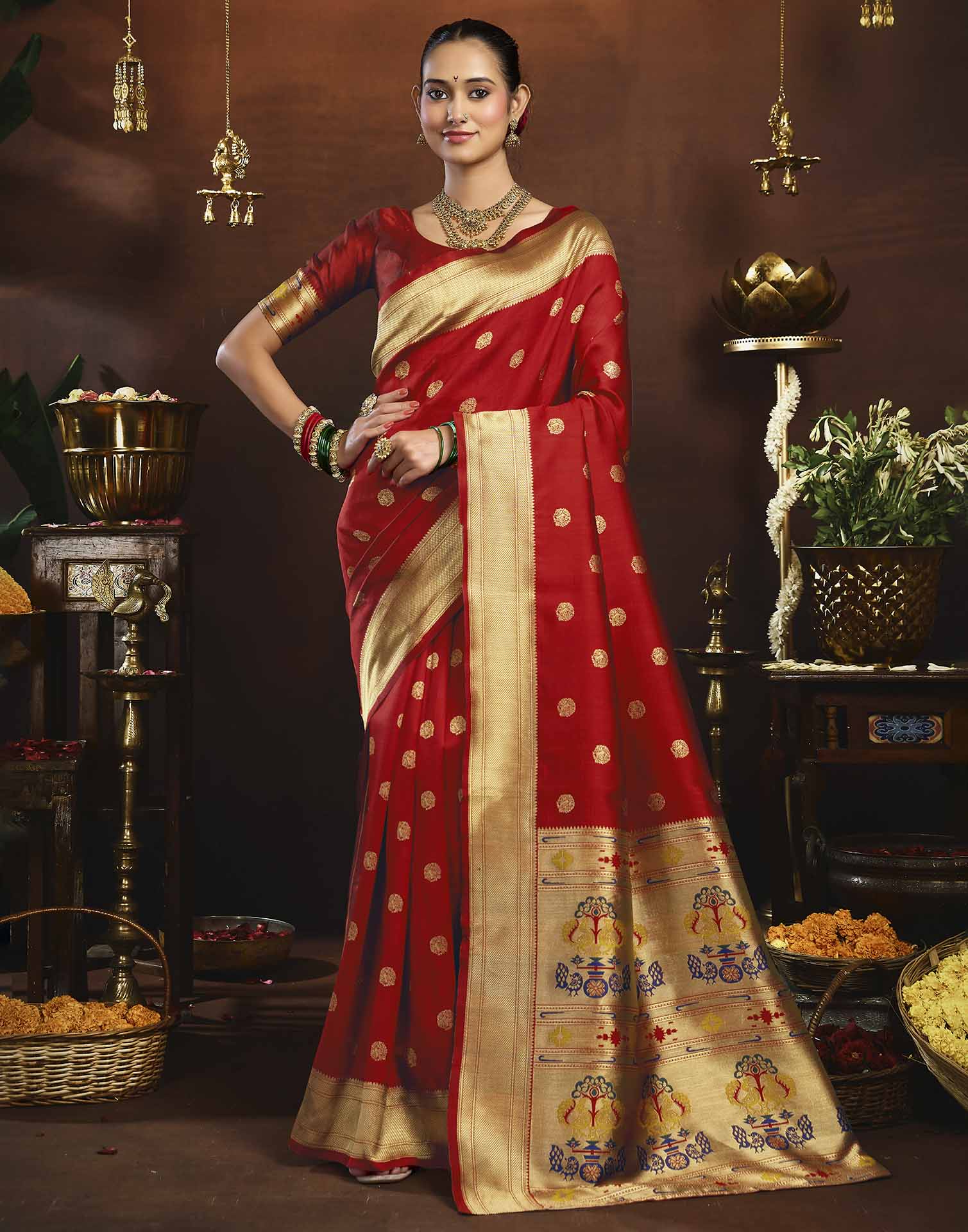Red Silk Woven Paithani Saree