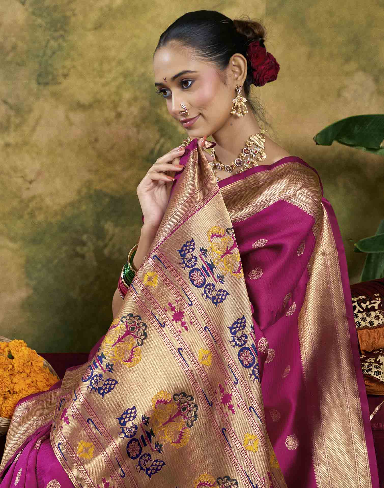 Pink Silk Woven Paithani Saree