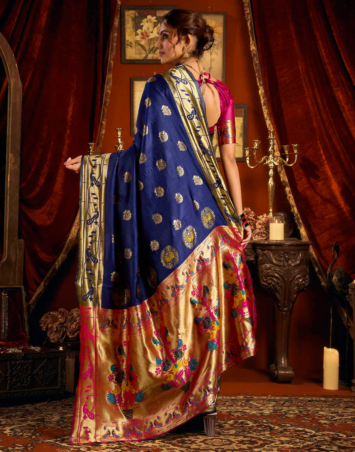 Blue Silk Woven Paithani Saree