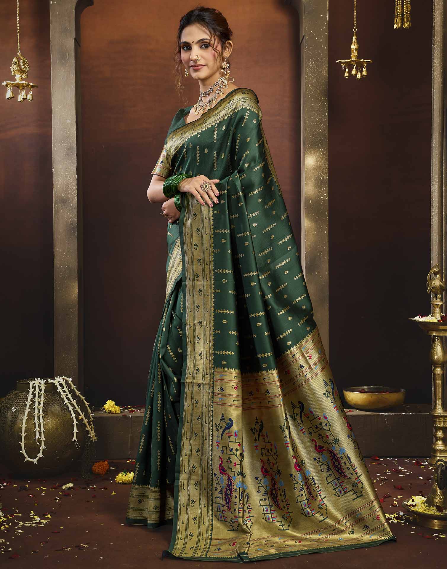 Green Silk Woven Paithani Saree