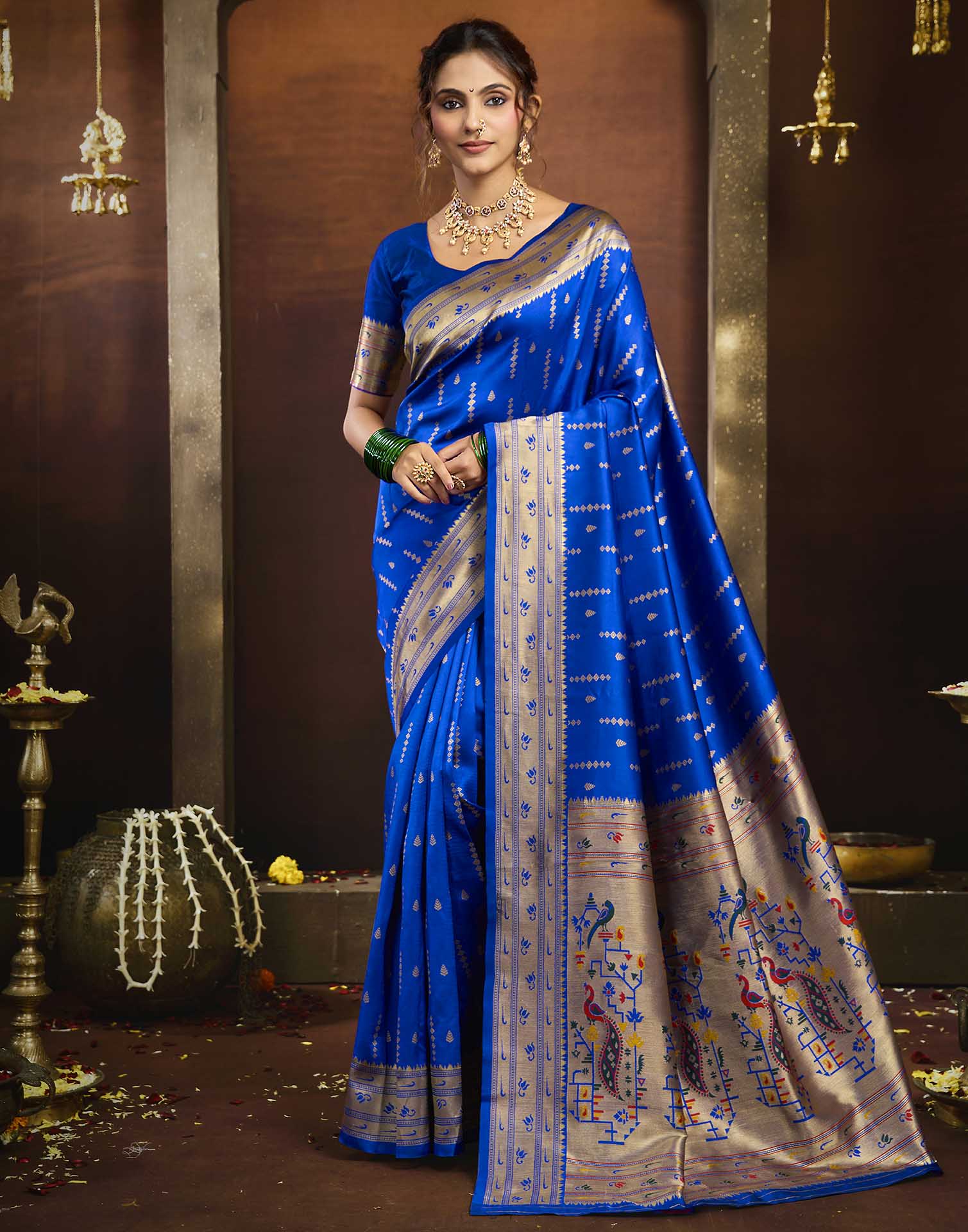 Blue Silk Woven Paithani Saree