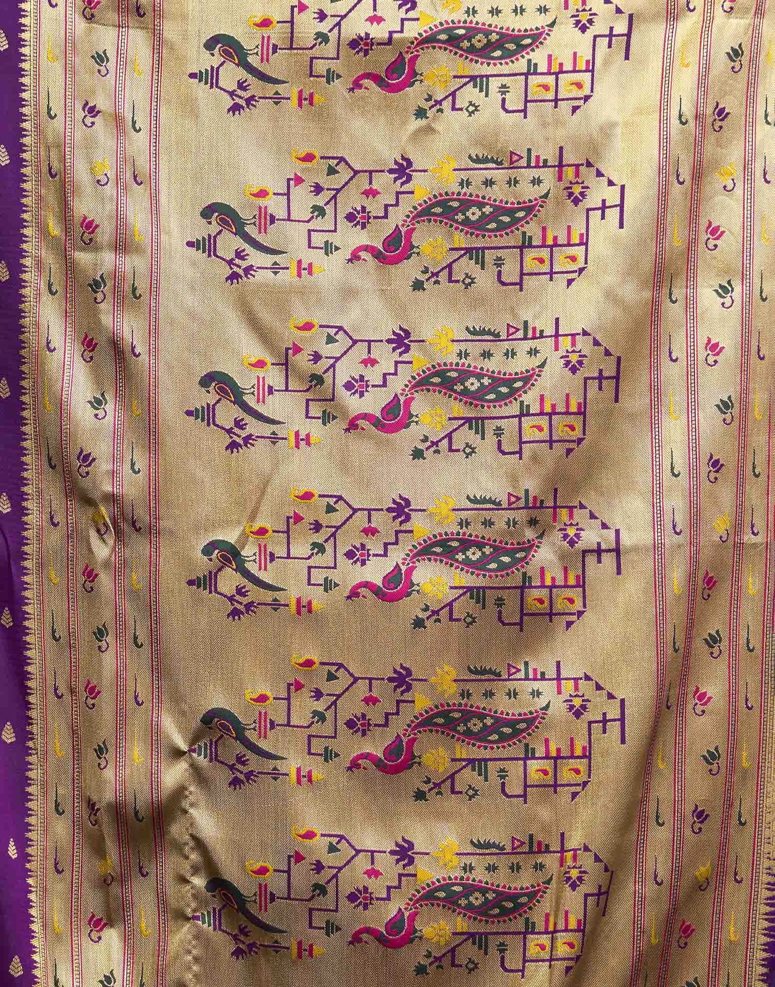 Purple Silk Woven Paithani Saree