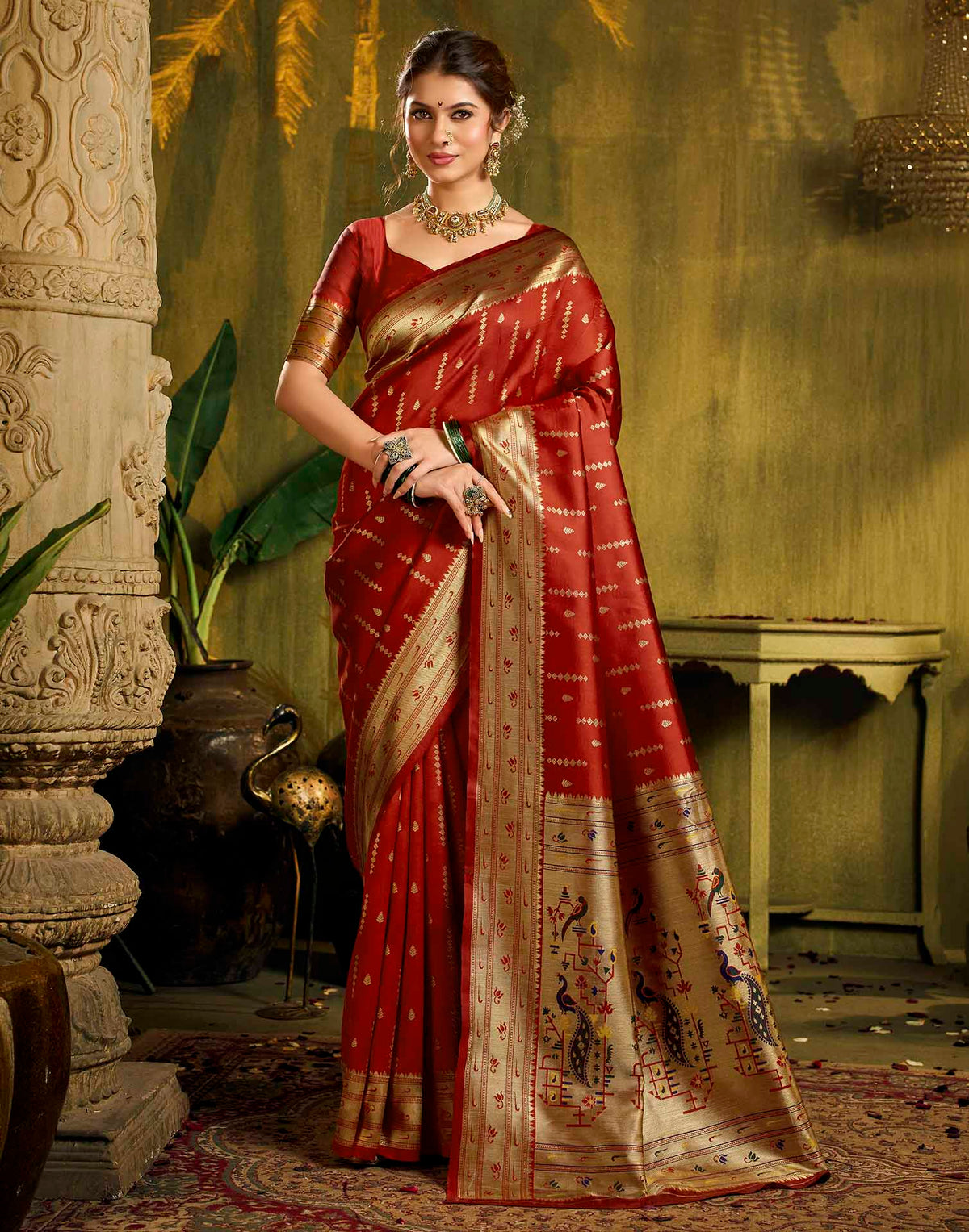 Red Silk Woven Paithani Saree