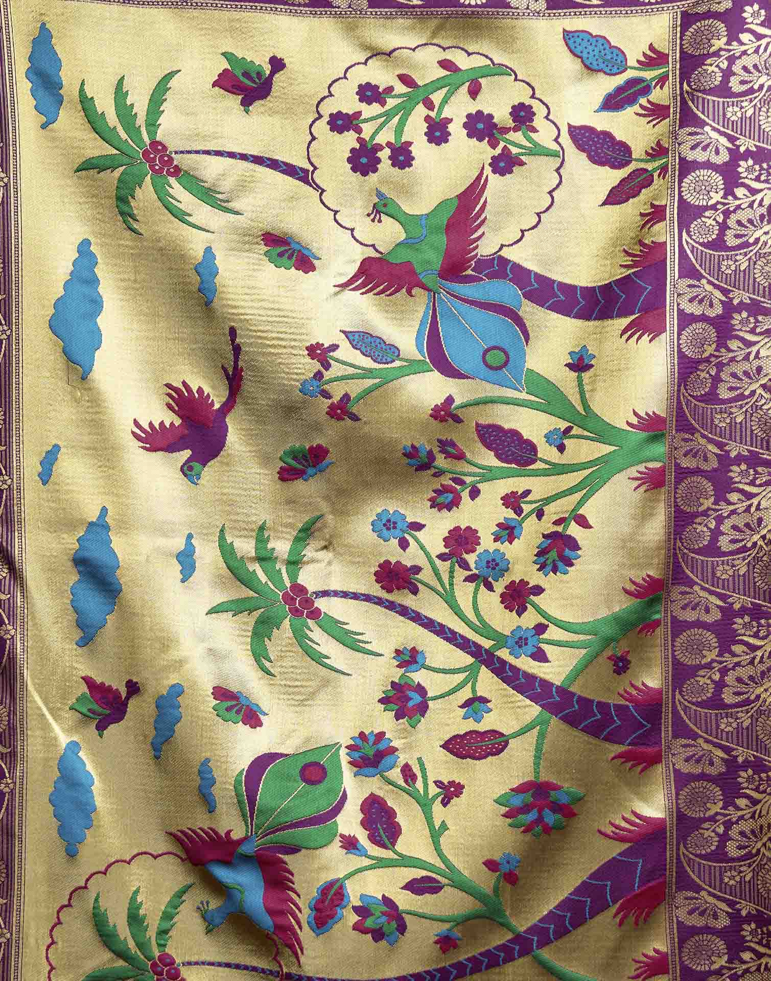 Lemon Green Silk Woven Paithani Saree