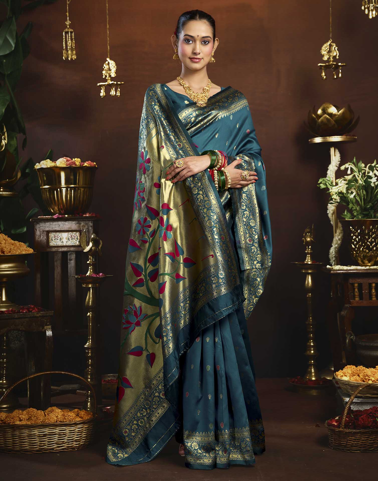 Blue Silk Woven Paithani Saree