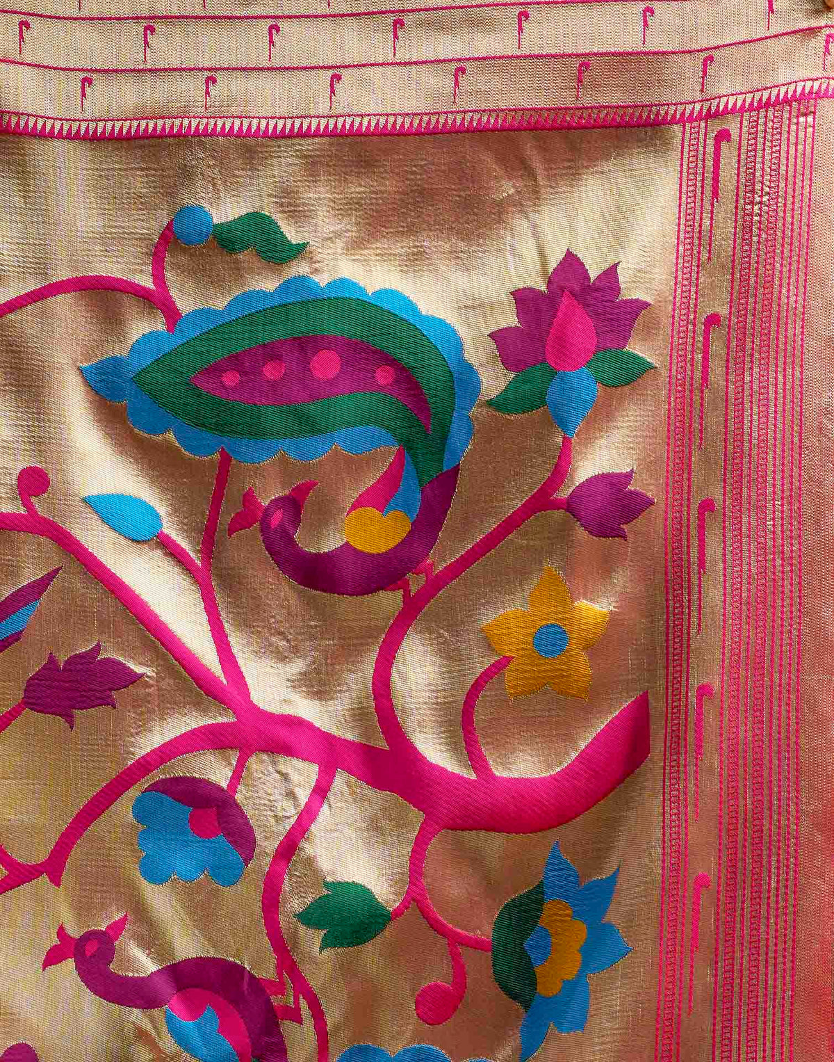 Pink Silk Woven Paithani Saree