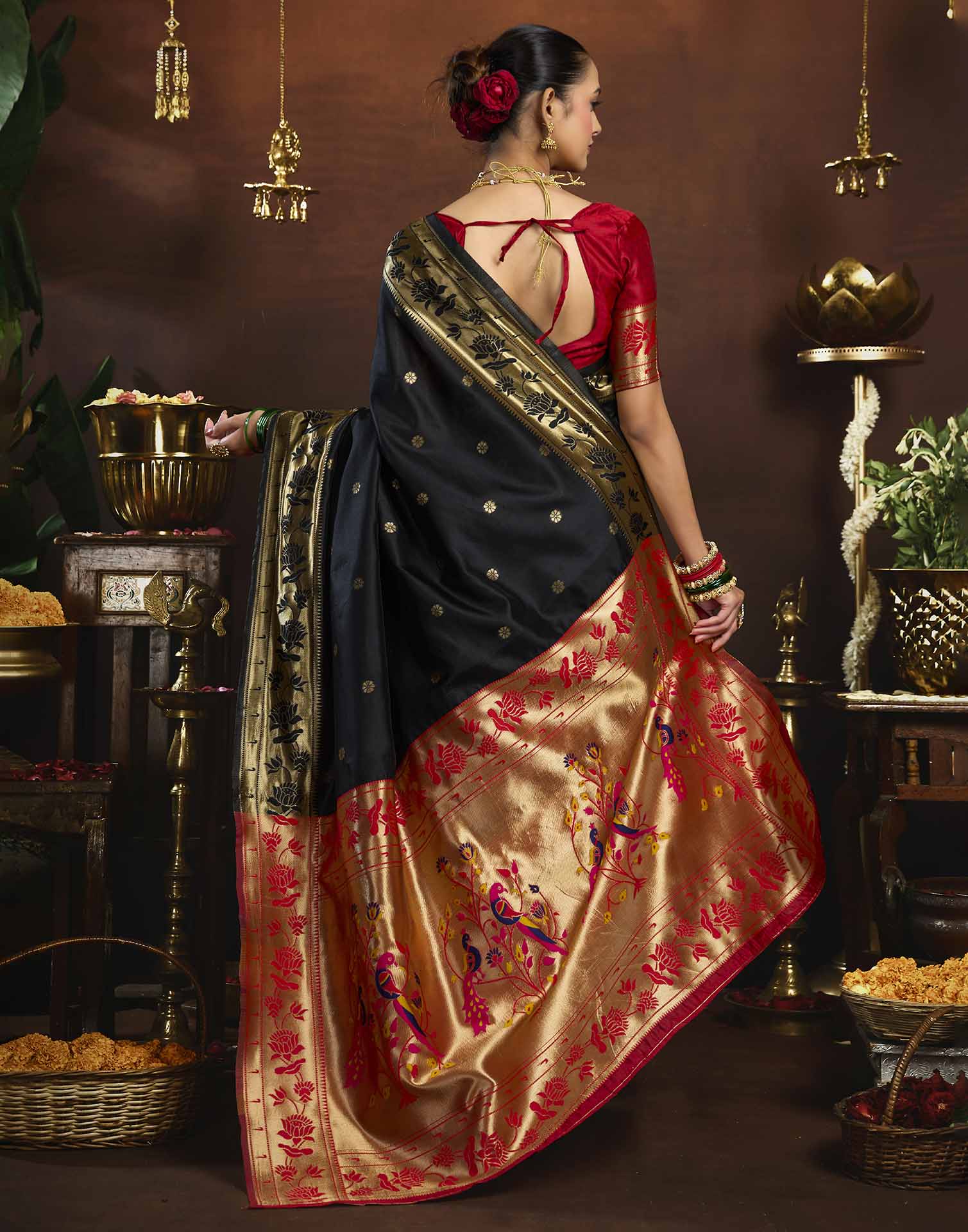 Black Silk Woven Paithani Saree
