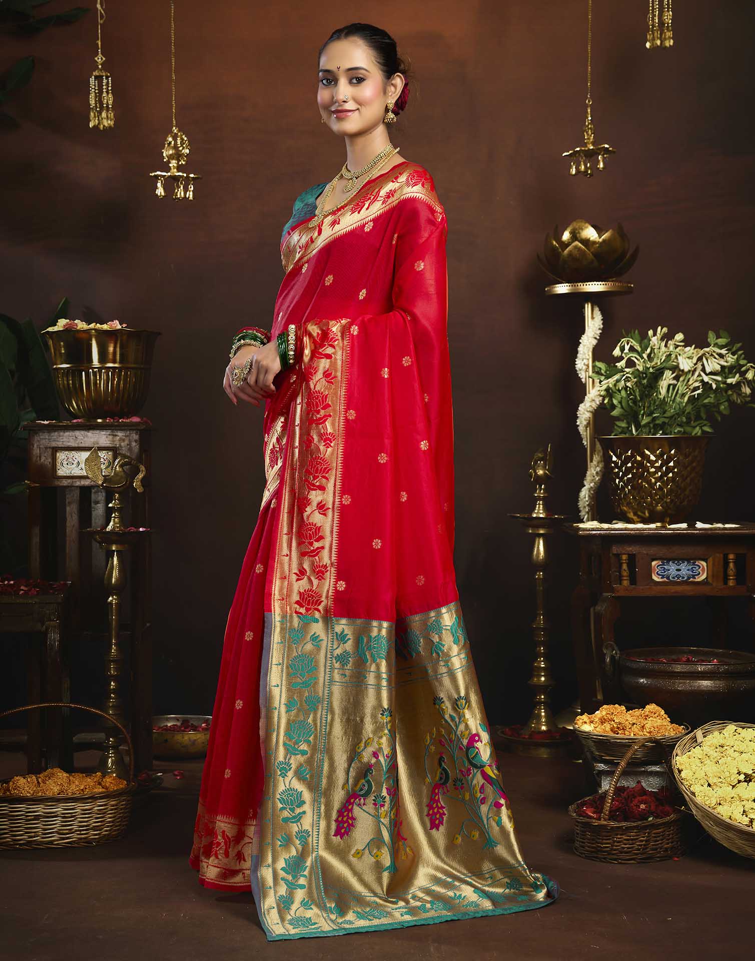 Pink Silk Woven Paithani Saree