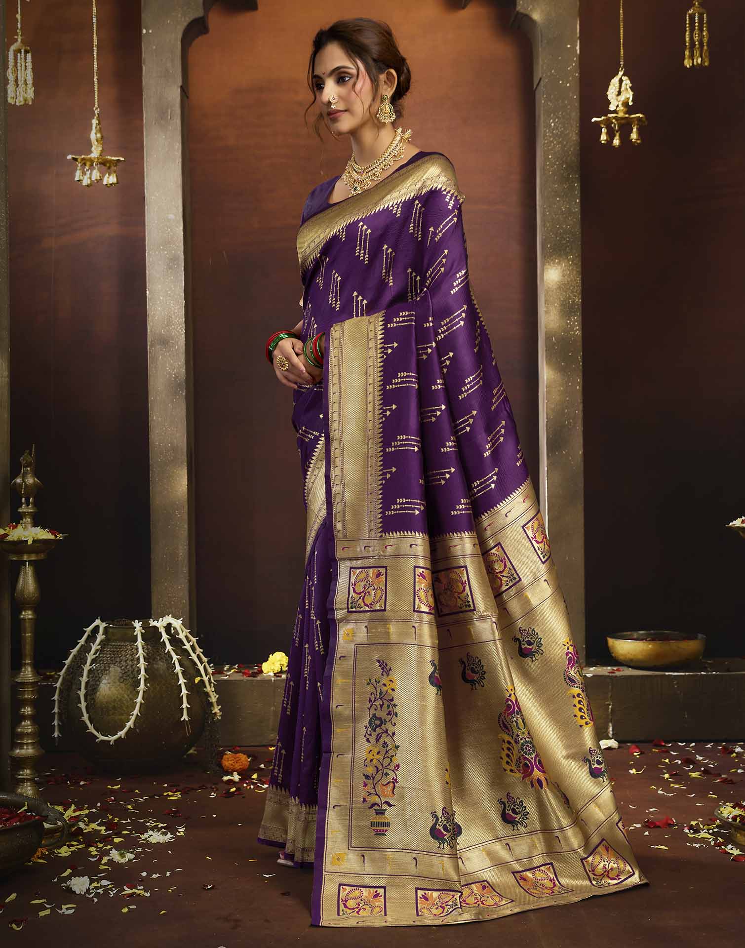 Purple Silk Woven Paithani Saree