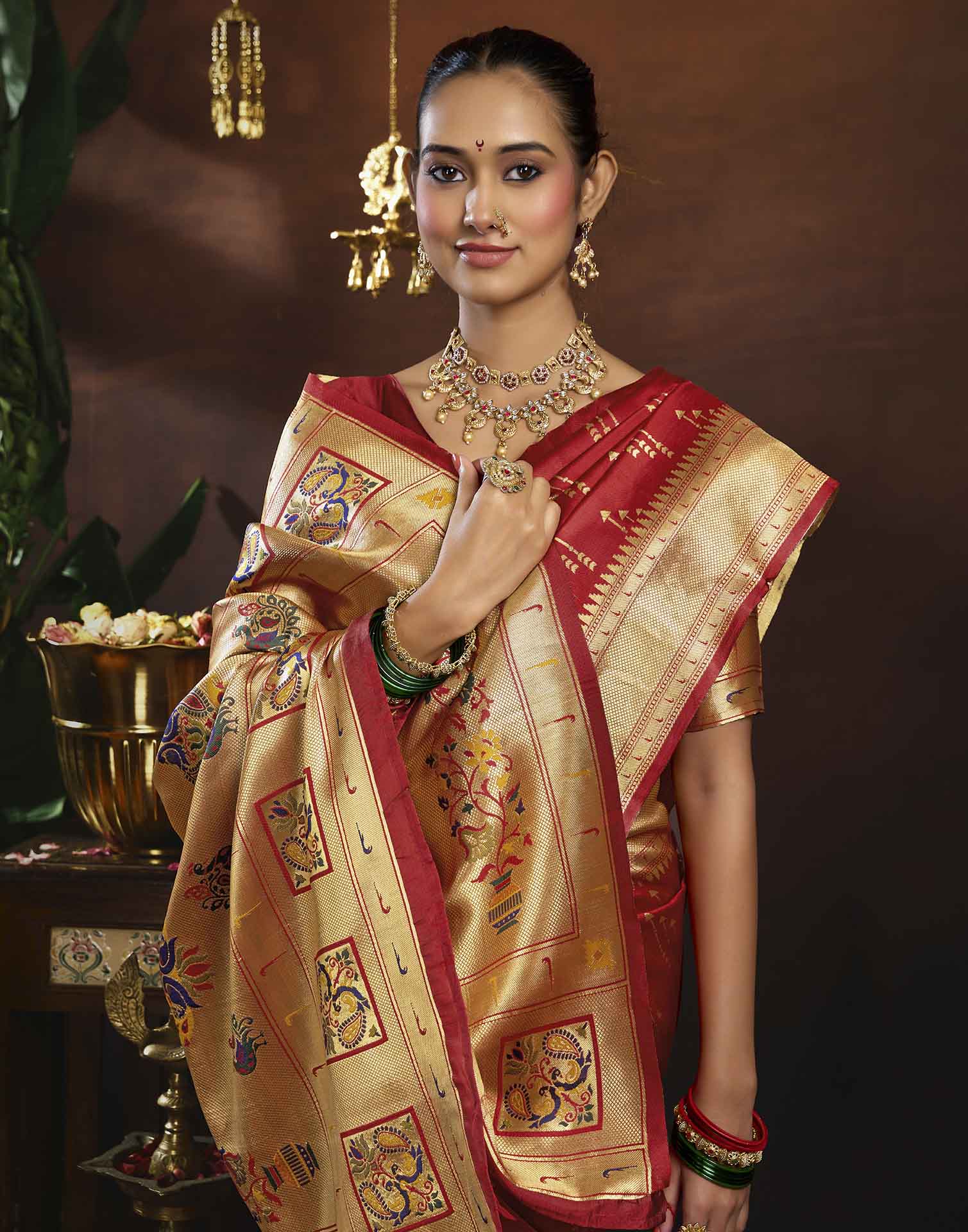 Red Silk Woven Paithani Saree