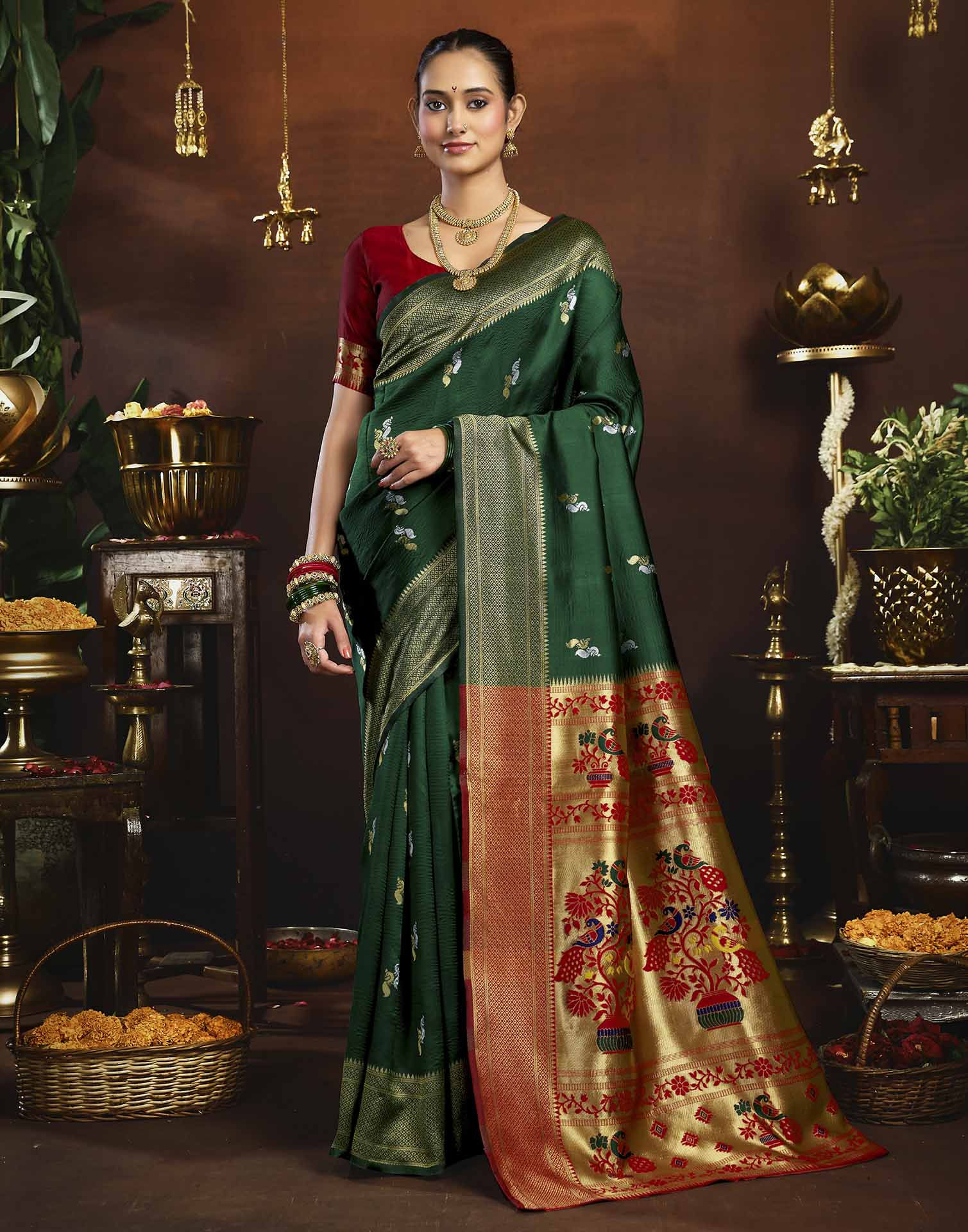 Green Silk Woven Paithani Saree