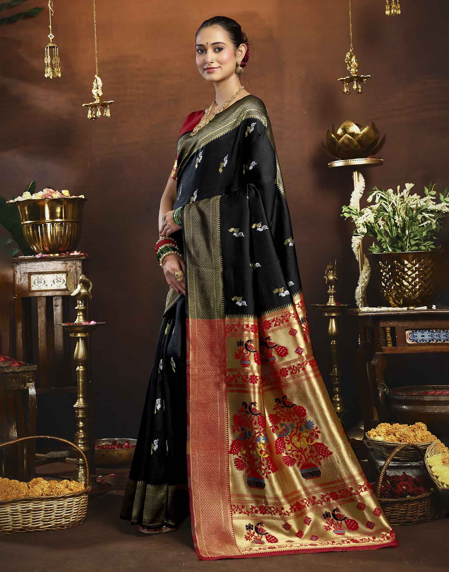 Black Silk Woven Paithani Saree