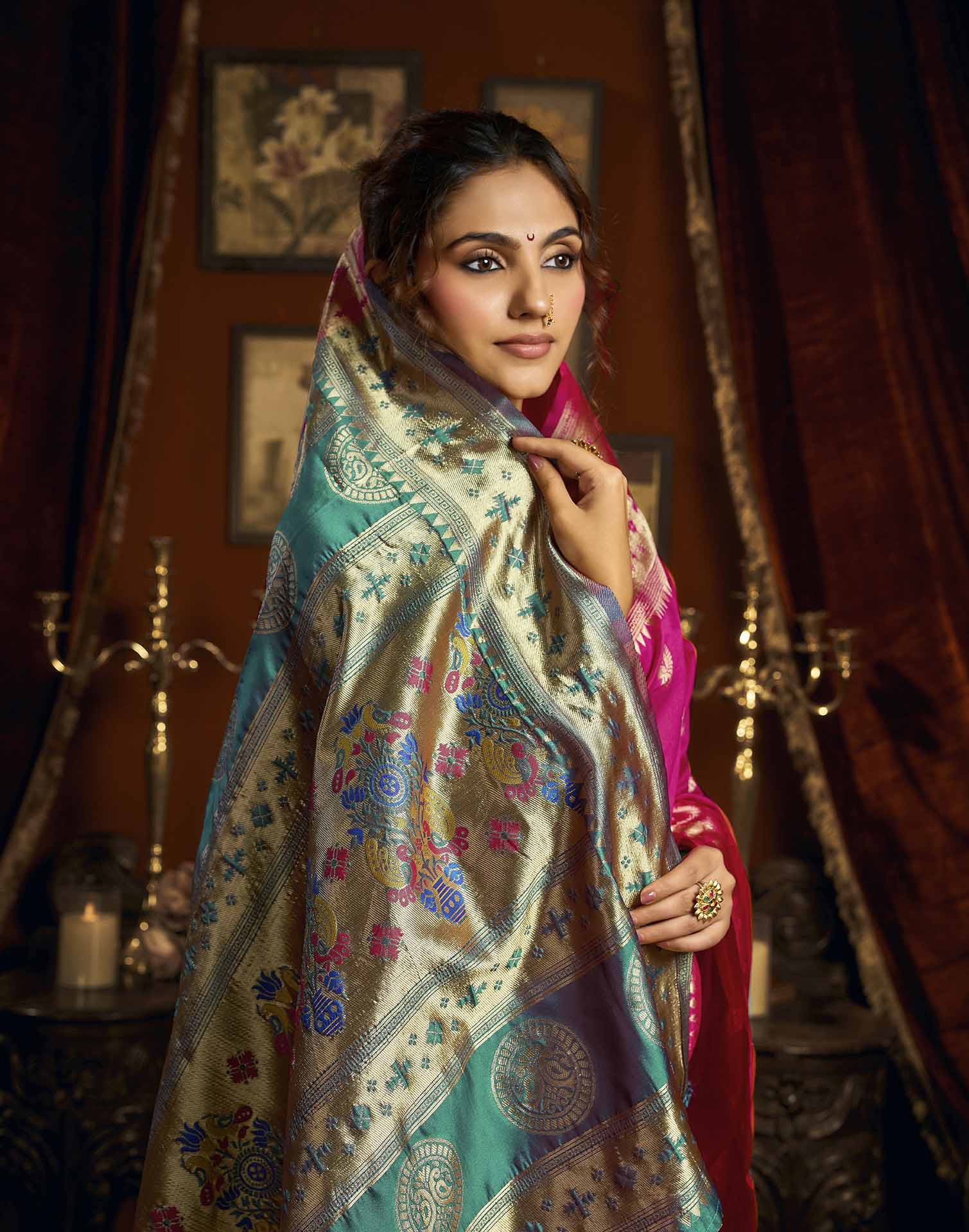 Pink Silk Woven Paithani Saree