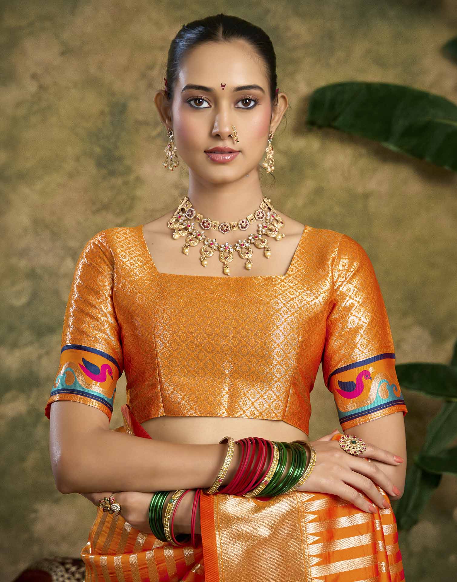 Orange Silk Woven Paithani Saree