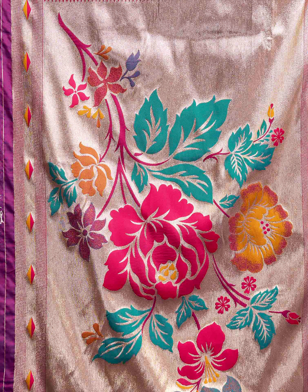 Lavender Silk Woven Paithani Saree
