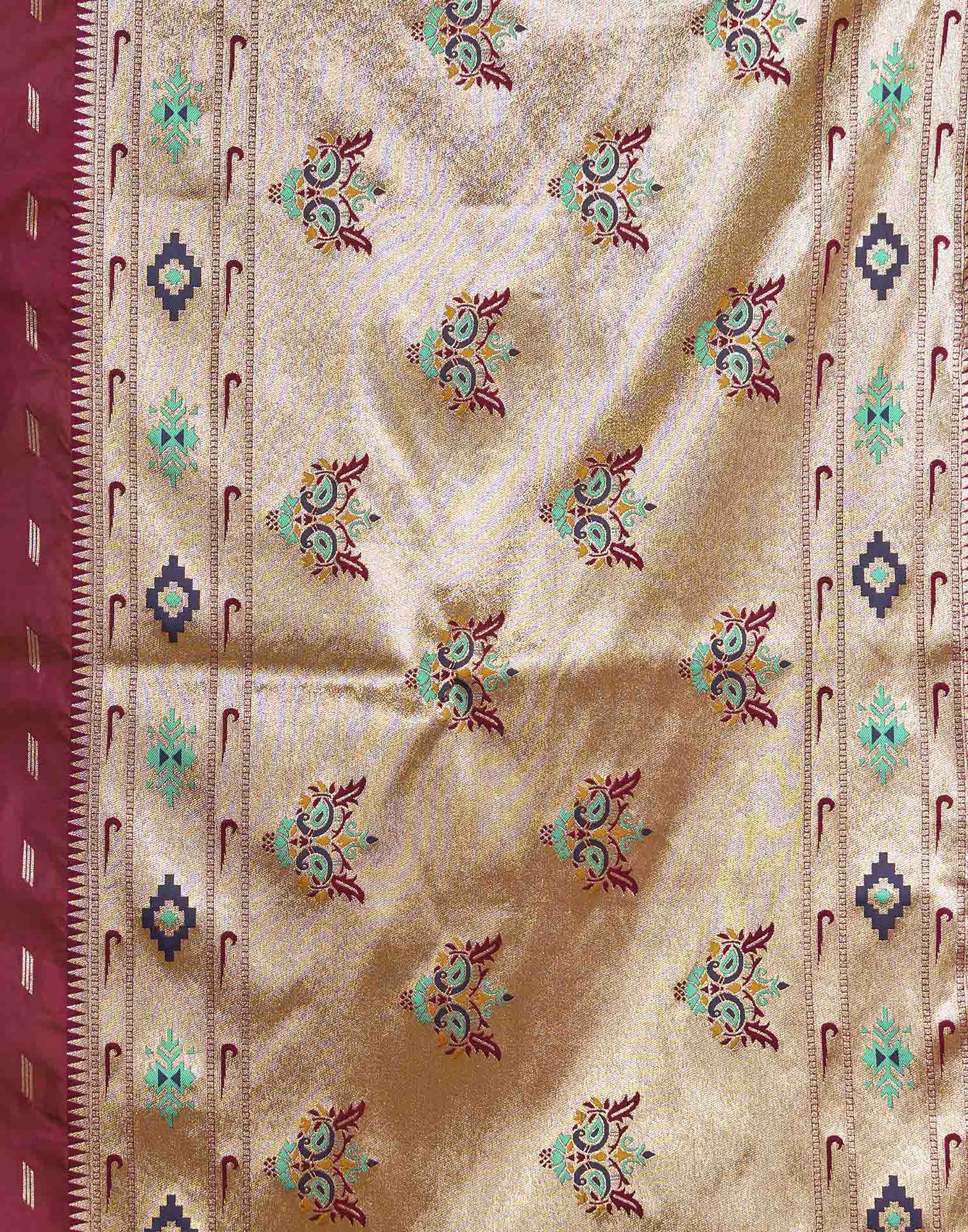 Maroon Silk Woven Paithani Saree