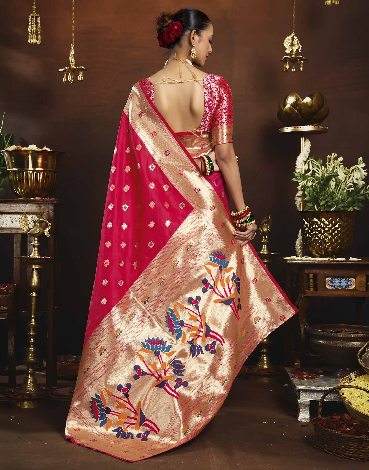 Pink Silk Woven Paithani Saree
