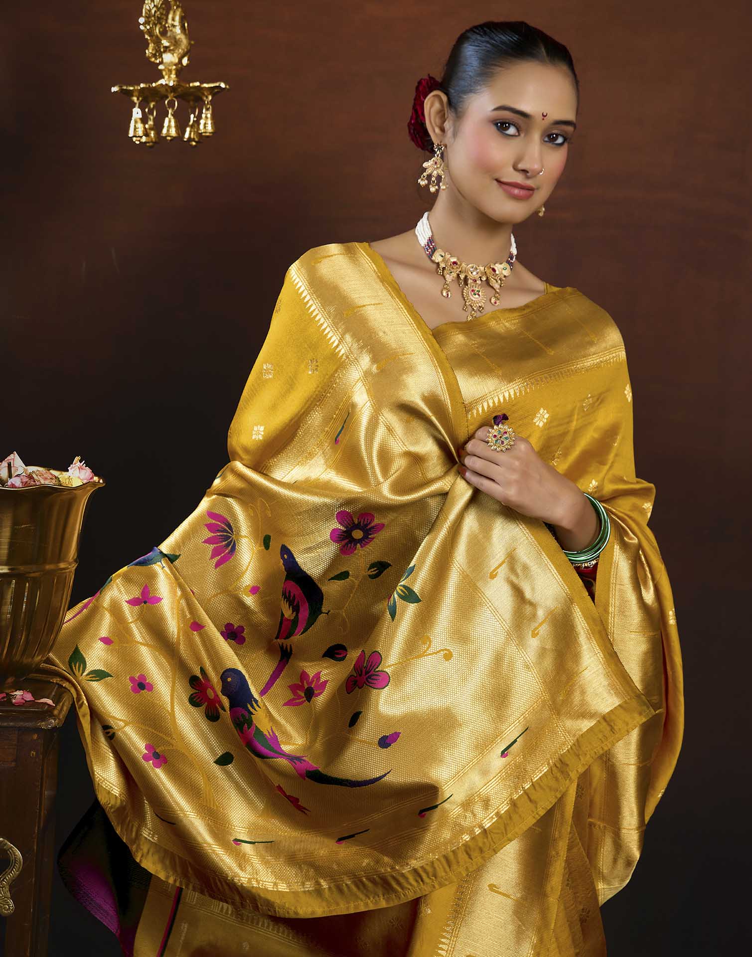 Yellow Silk Woven Paithani Saree