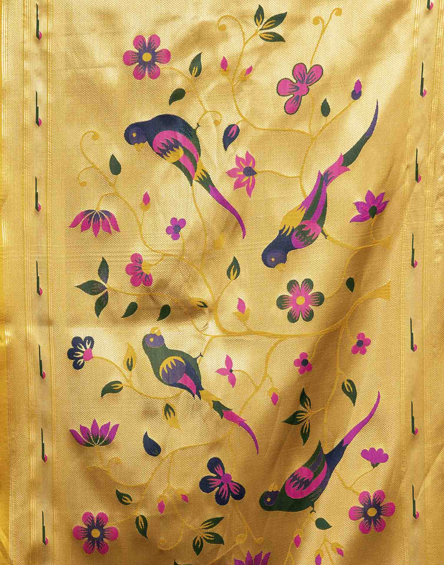 Yellow Silk Woven Paithani Saree