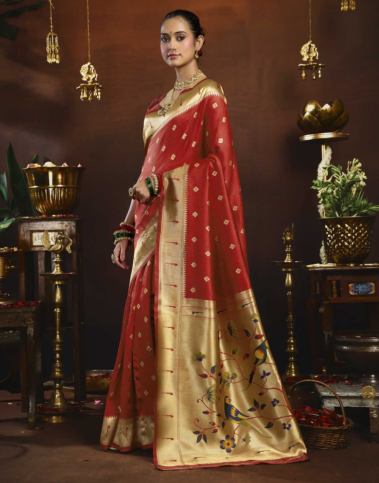 Red Silk Woven Paithani Saree