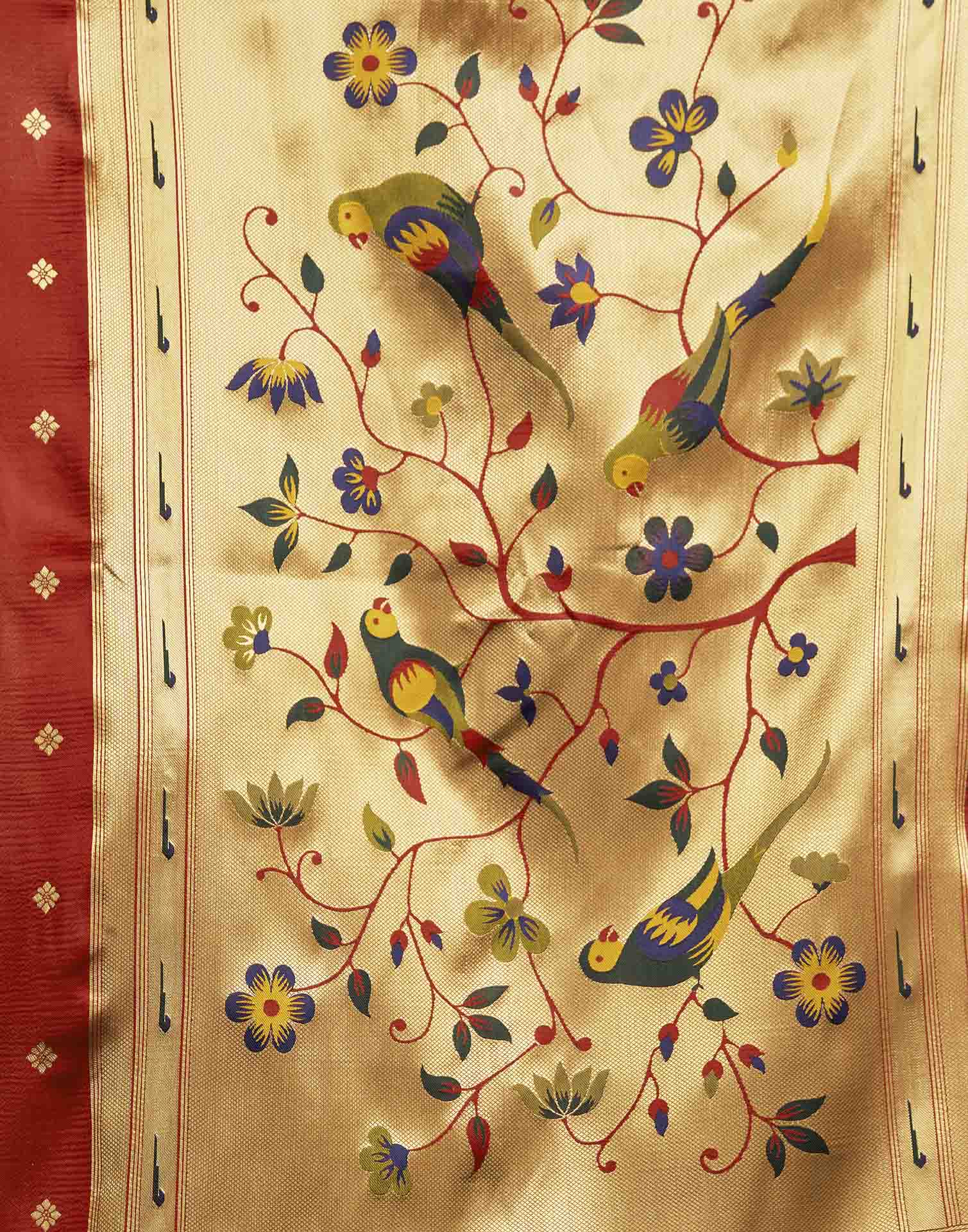 Red Silk Woven Paithani Saree