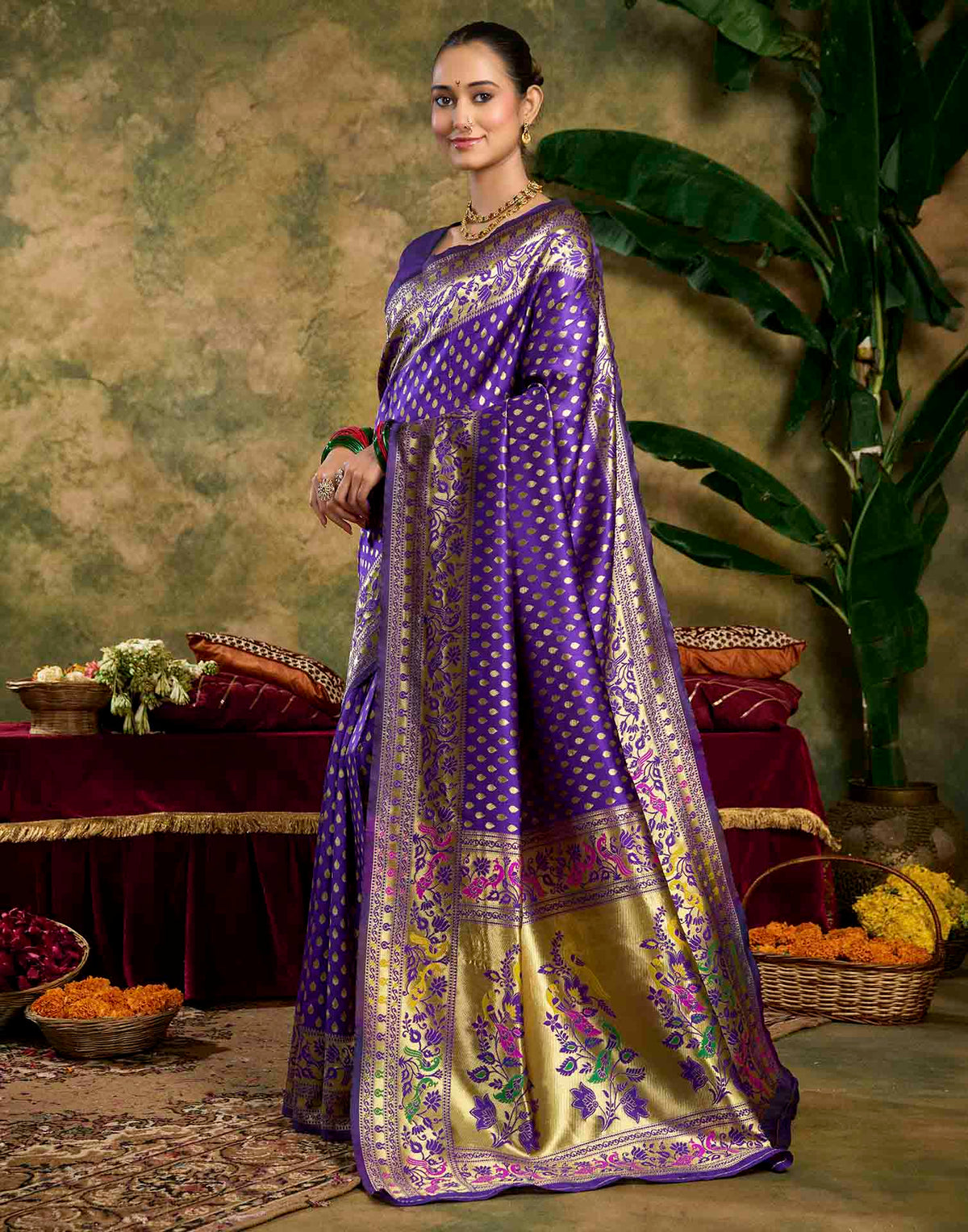 Purple Silk Woven Paithani Saree