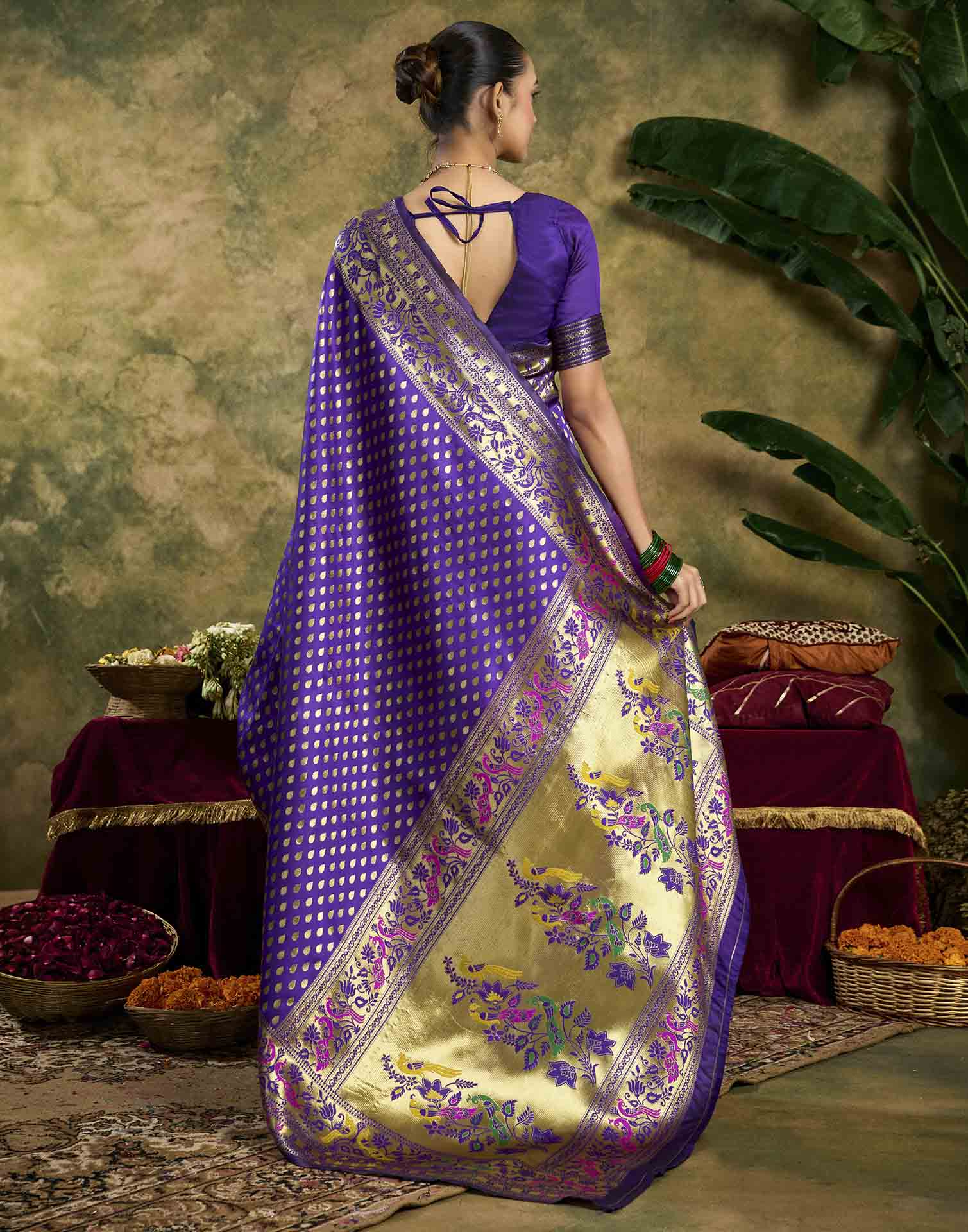 Purple Silk Woven Paithani Saree