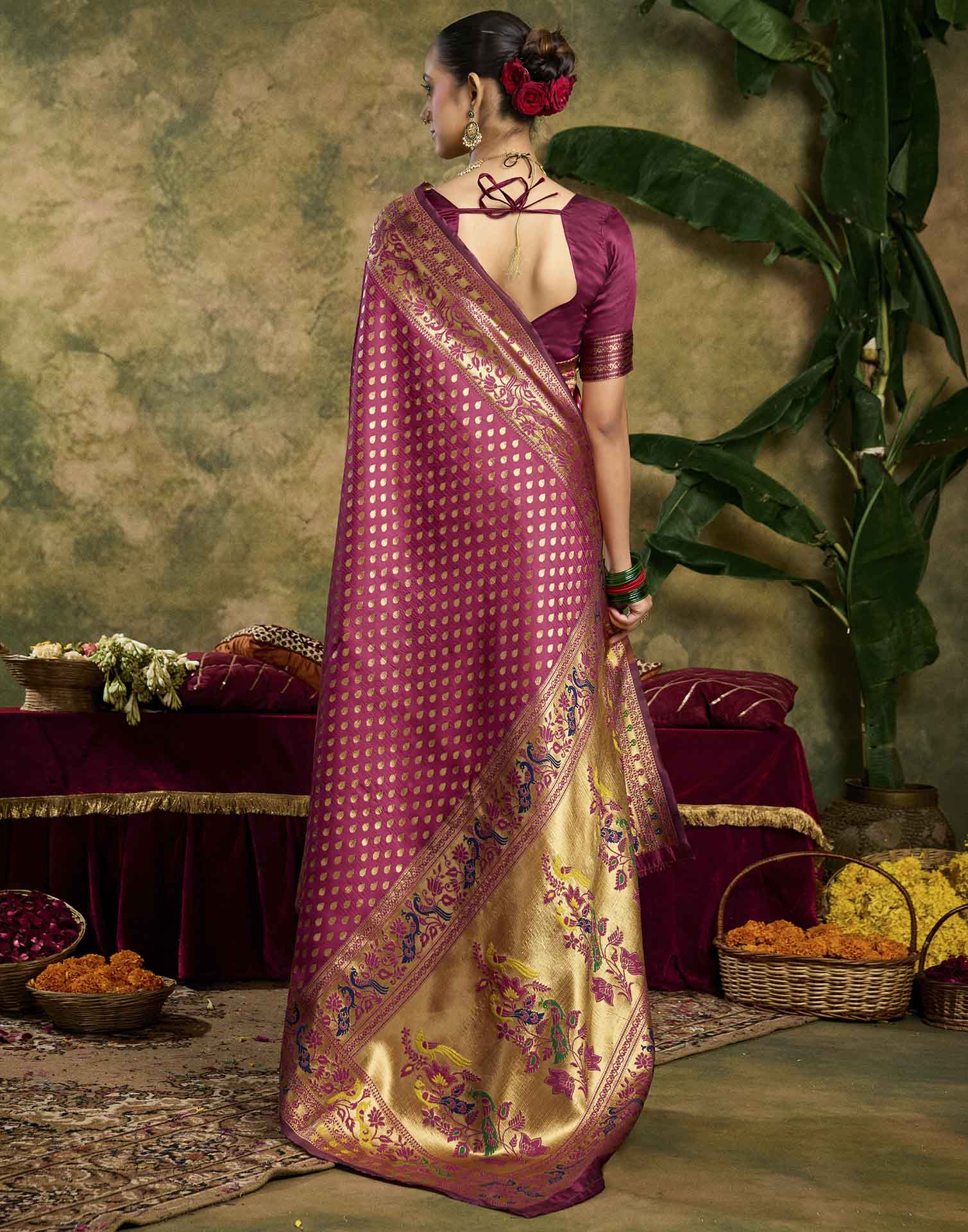 Rani Pink Silk Woven Paithani Saree