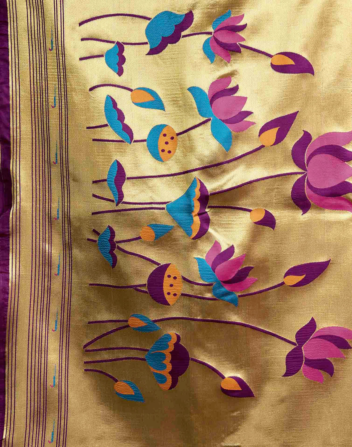 Purple Silk Woven Paithani Saree