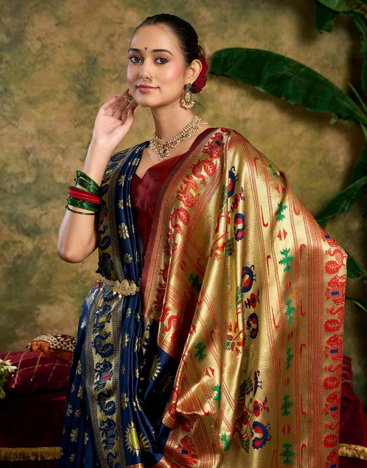 Royal Blue Silk Woven Paithani Saree