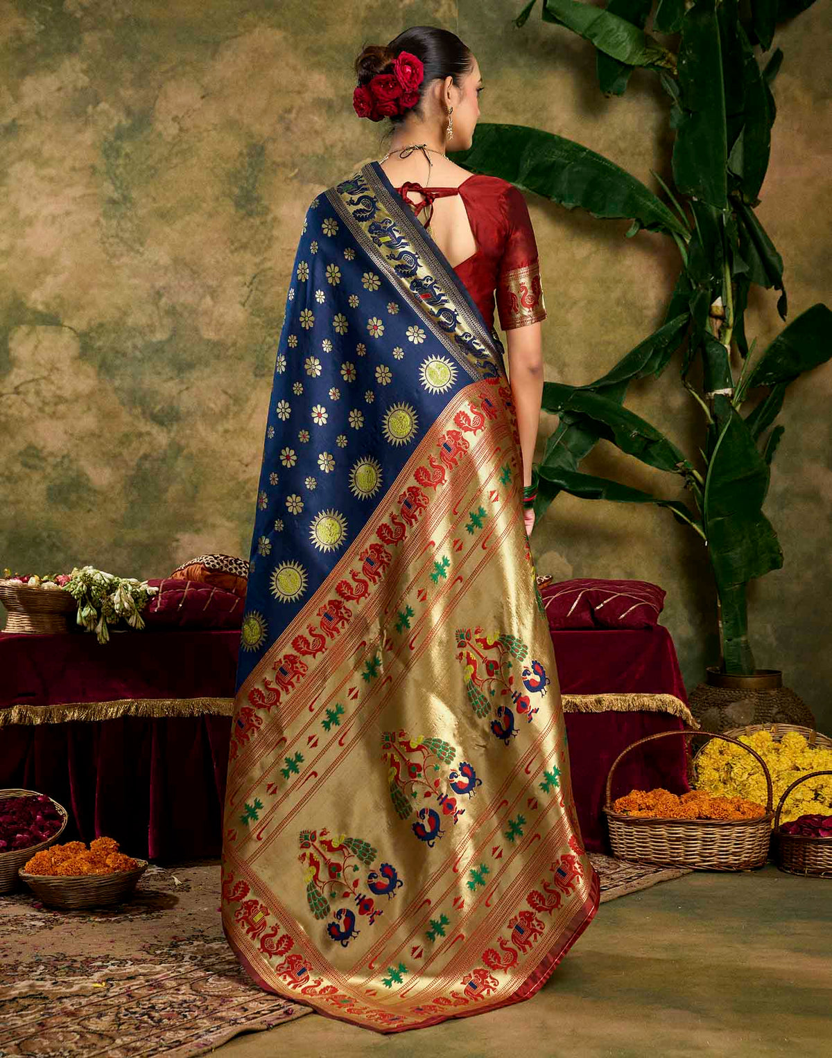 Royal Blue Silk Woven Paithani Saree