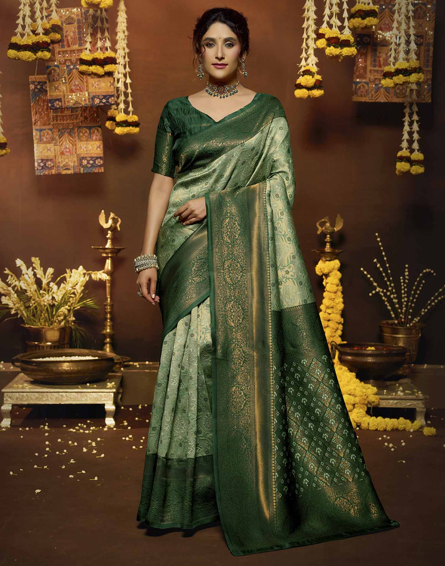 Light Green Silk Woven Banarasi Saree