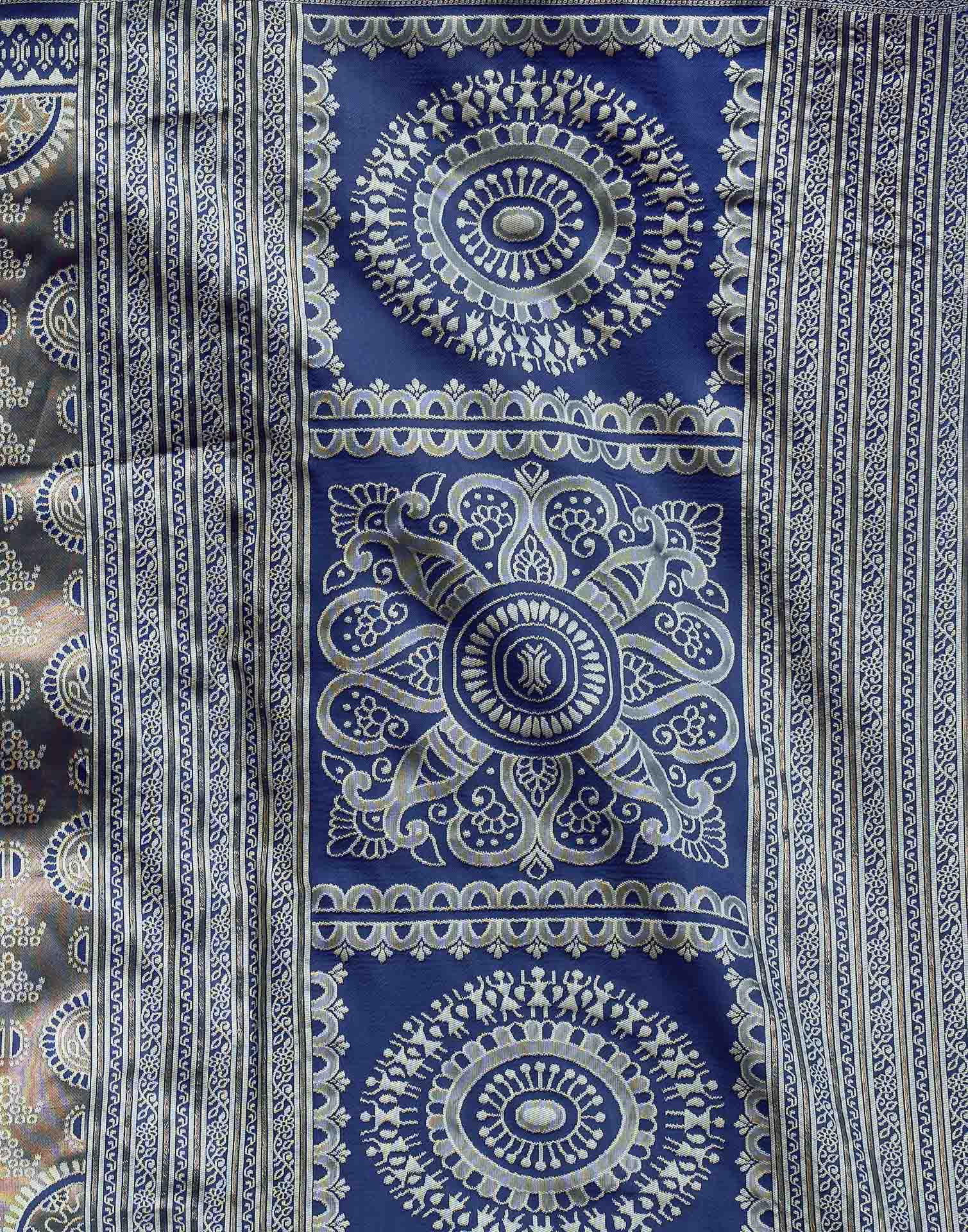 Blue Silk Woven Woven Saree
