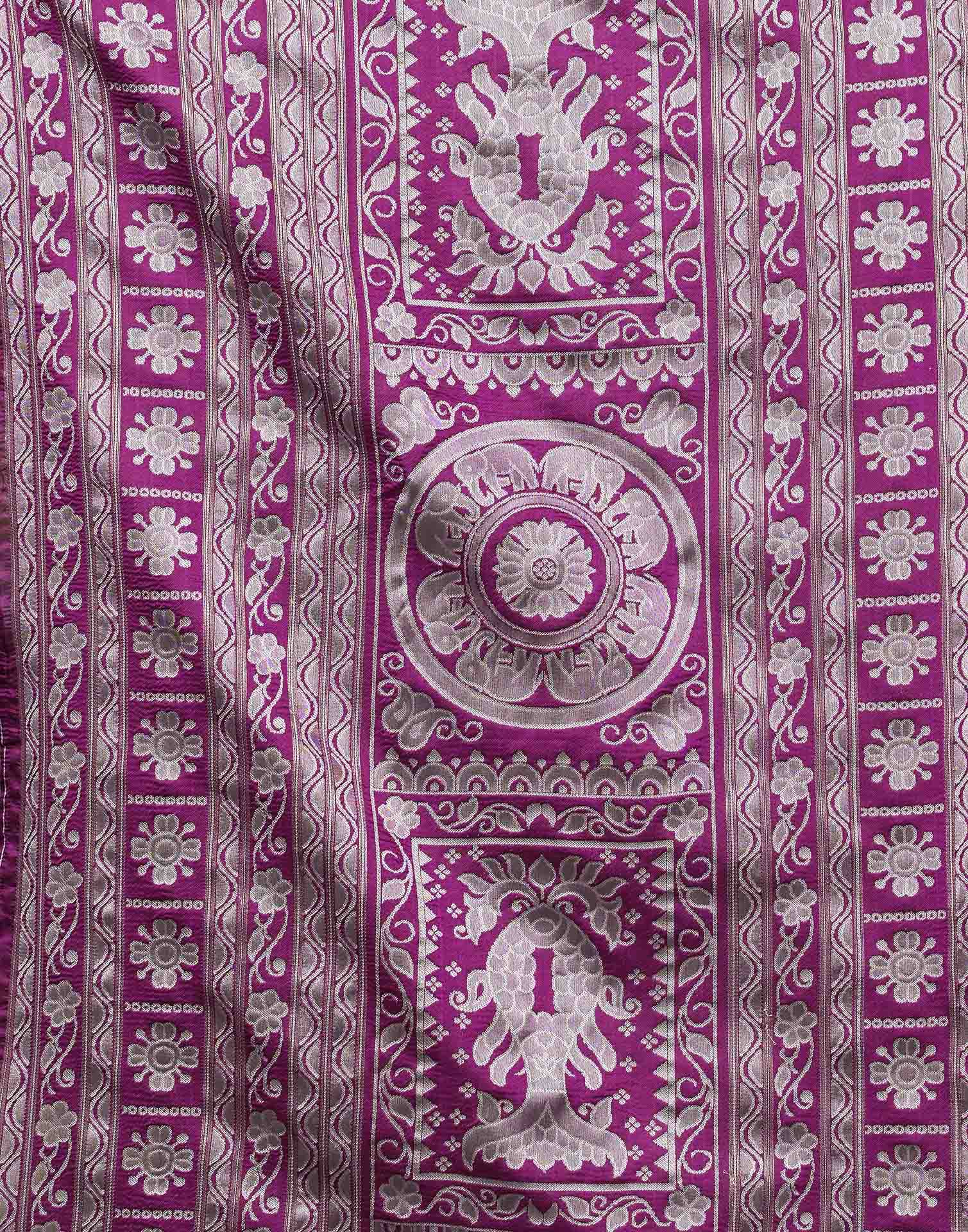 Magenta Silk Woven Baluchari Saree