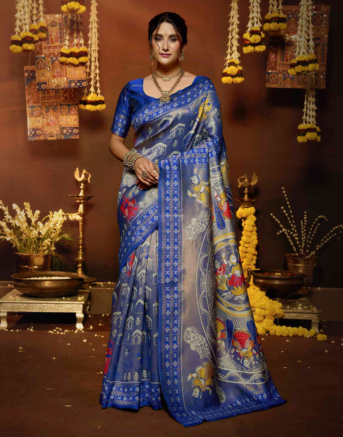 Blue Silk Woven Baluchari Saree